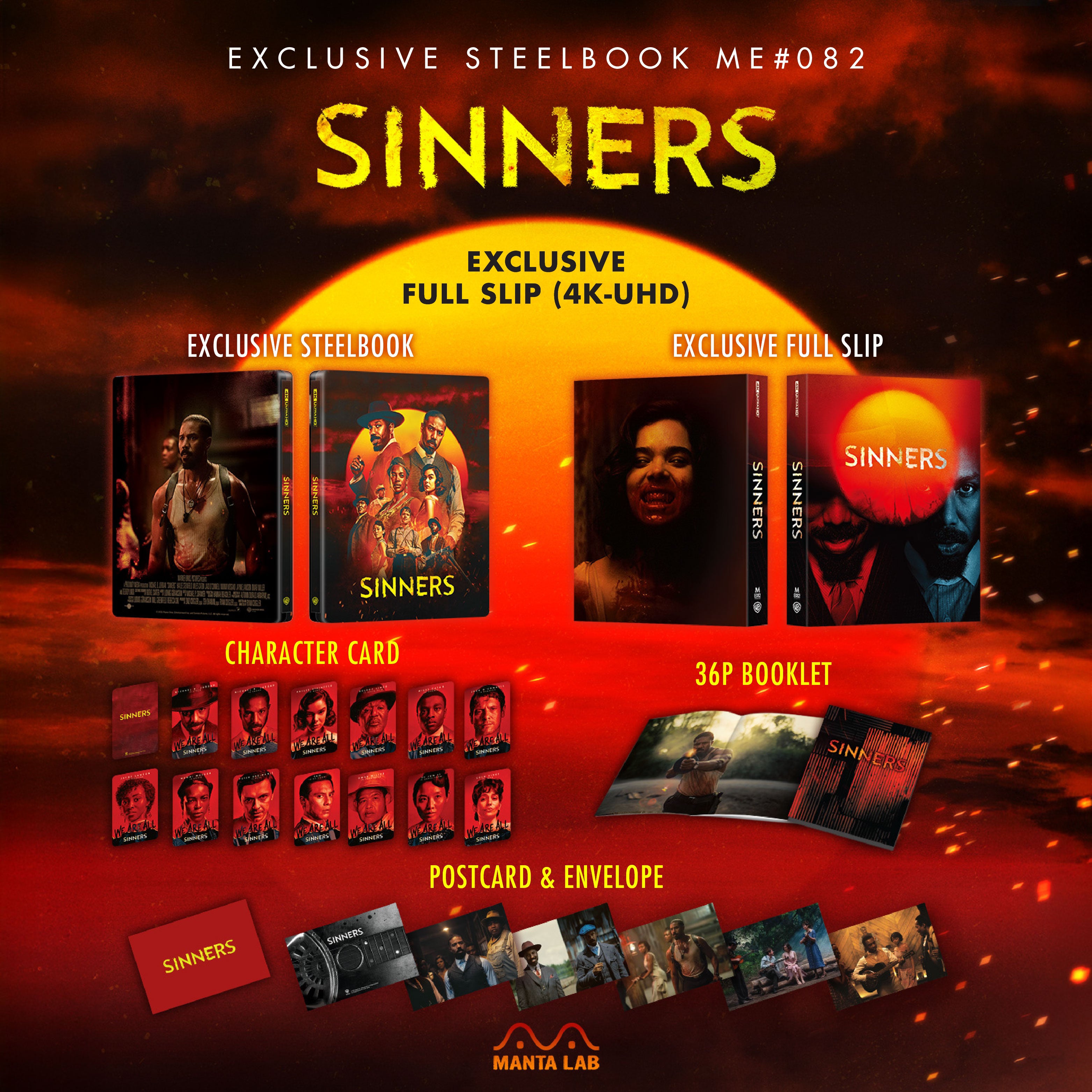 Sinners Steelbook 4K Blu-ray Steelbook Manta Lab Exclusive ME#82 Full Slip - PREORDER
