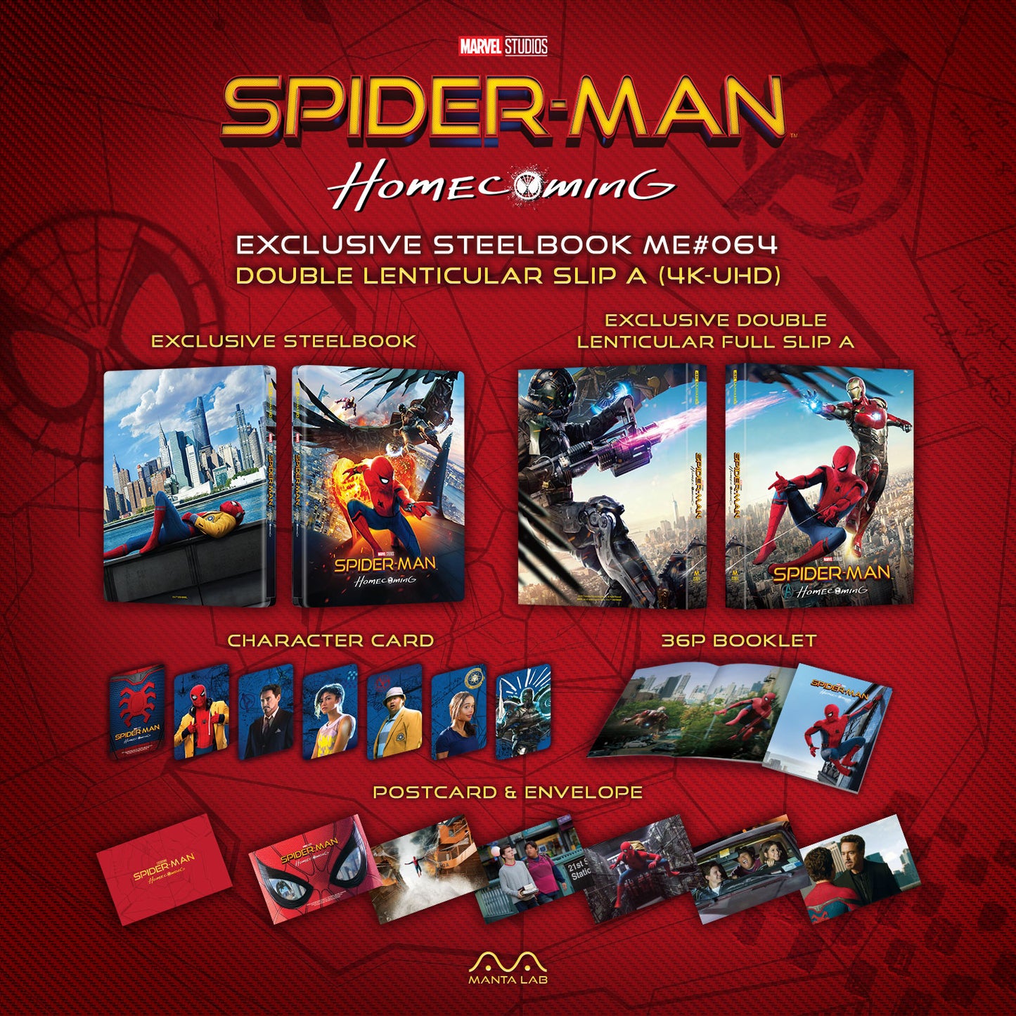 Spider-Man: Homecoming 4K Blu-ray Steelbook Manta Lab Exclusive ME#64 One Click Box Set - PREORDER