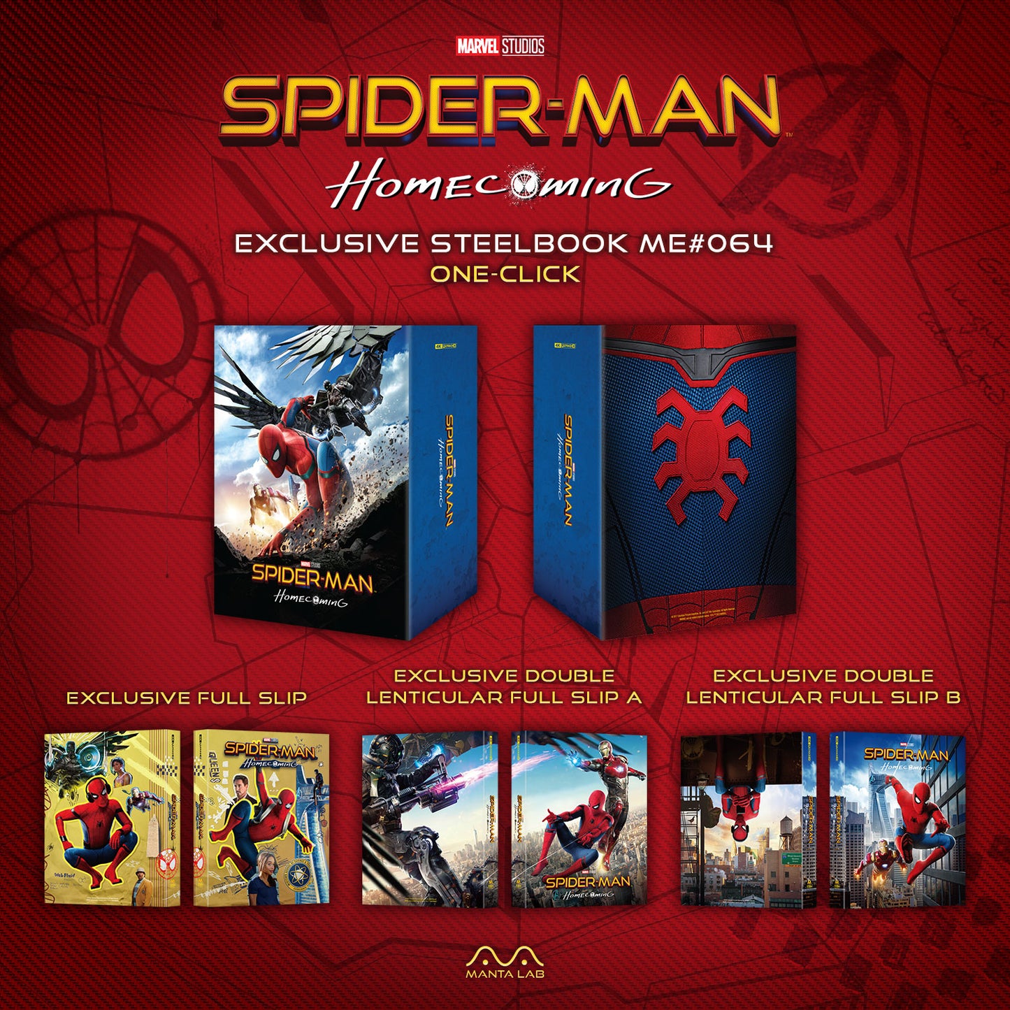 Spider-Man: Homecoming 4K Blu-ray Steelbook Manta Lab Exclusive ME#64 One Click Box Set - PREORDER