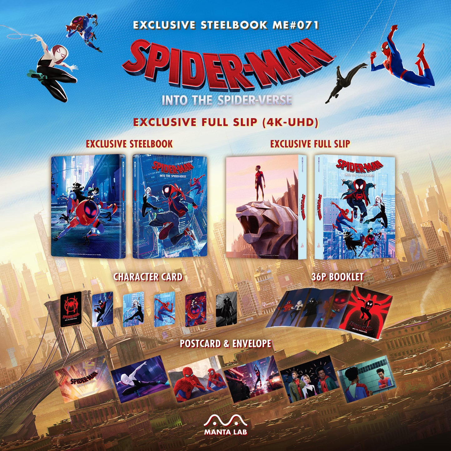 Spider-man: Into the Spider-Verse 4K Blu-ray Steelbook Manta Lab Exclusive ME#71 Full Slip - PREORDER