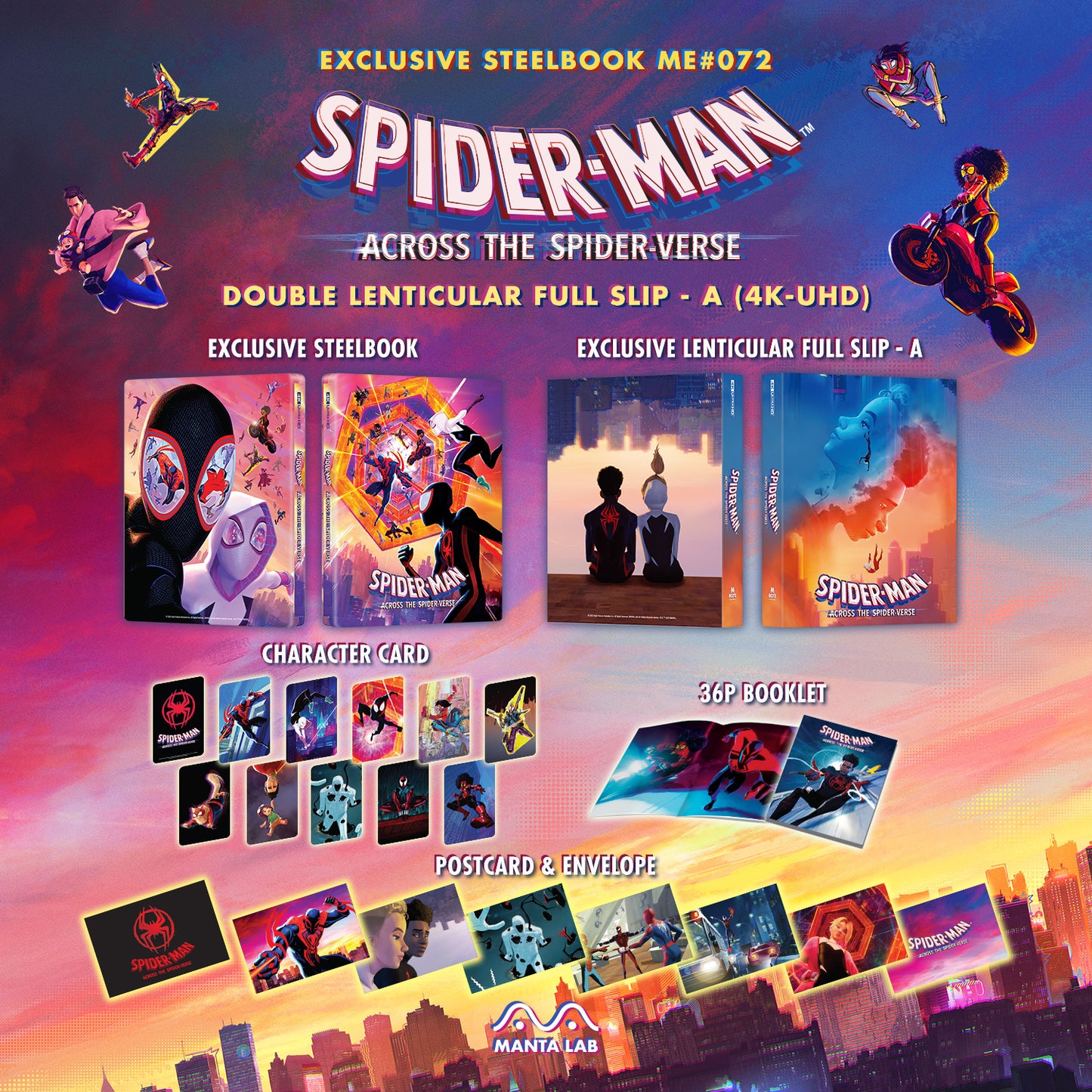 Spider-man: Across the Spider-Verse 4K Blu-ray Steelbook Manta Lab Exclusive ME#72 Double Lenticular Full Slip A