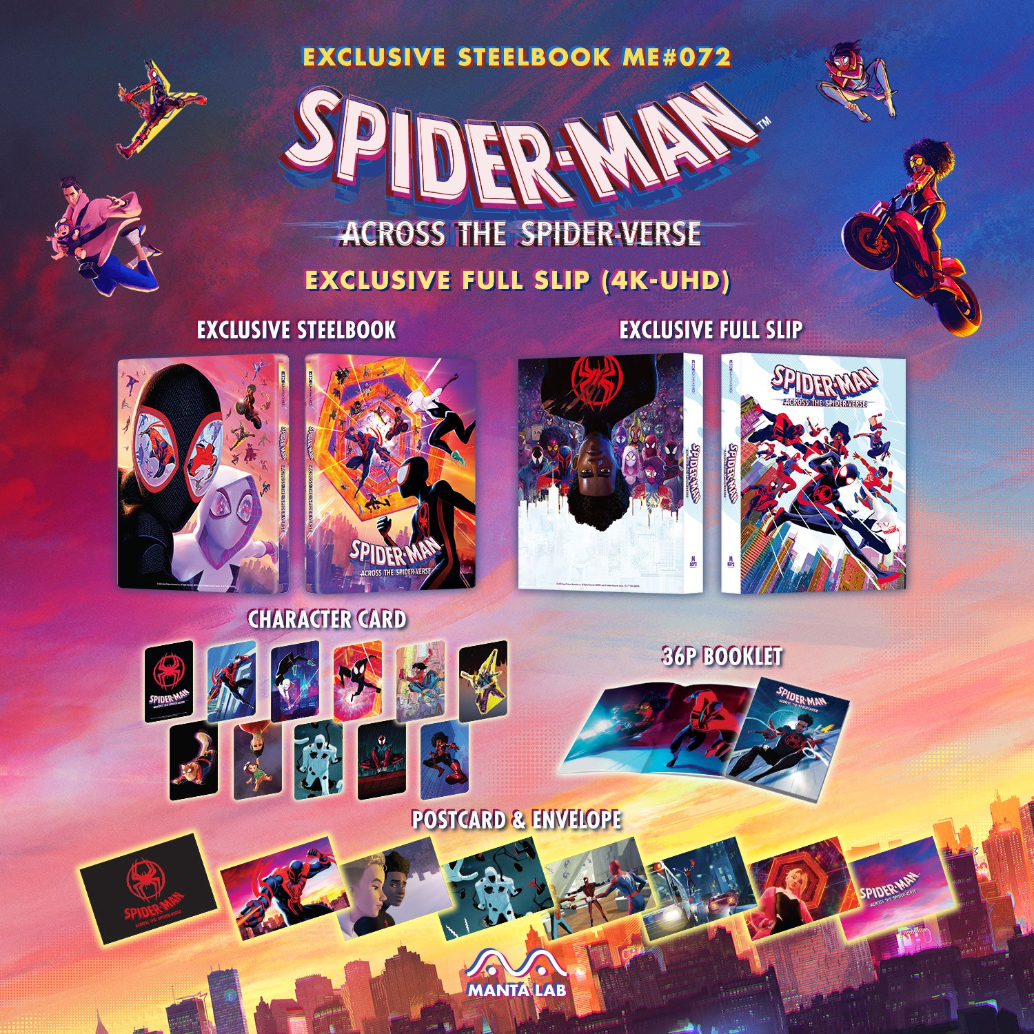 Spider-Man : Across the Spider-Verse Blu-ray 4K Steelbook Manta Lab Exclusive ME#72 Full Slip