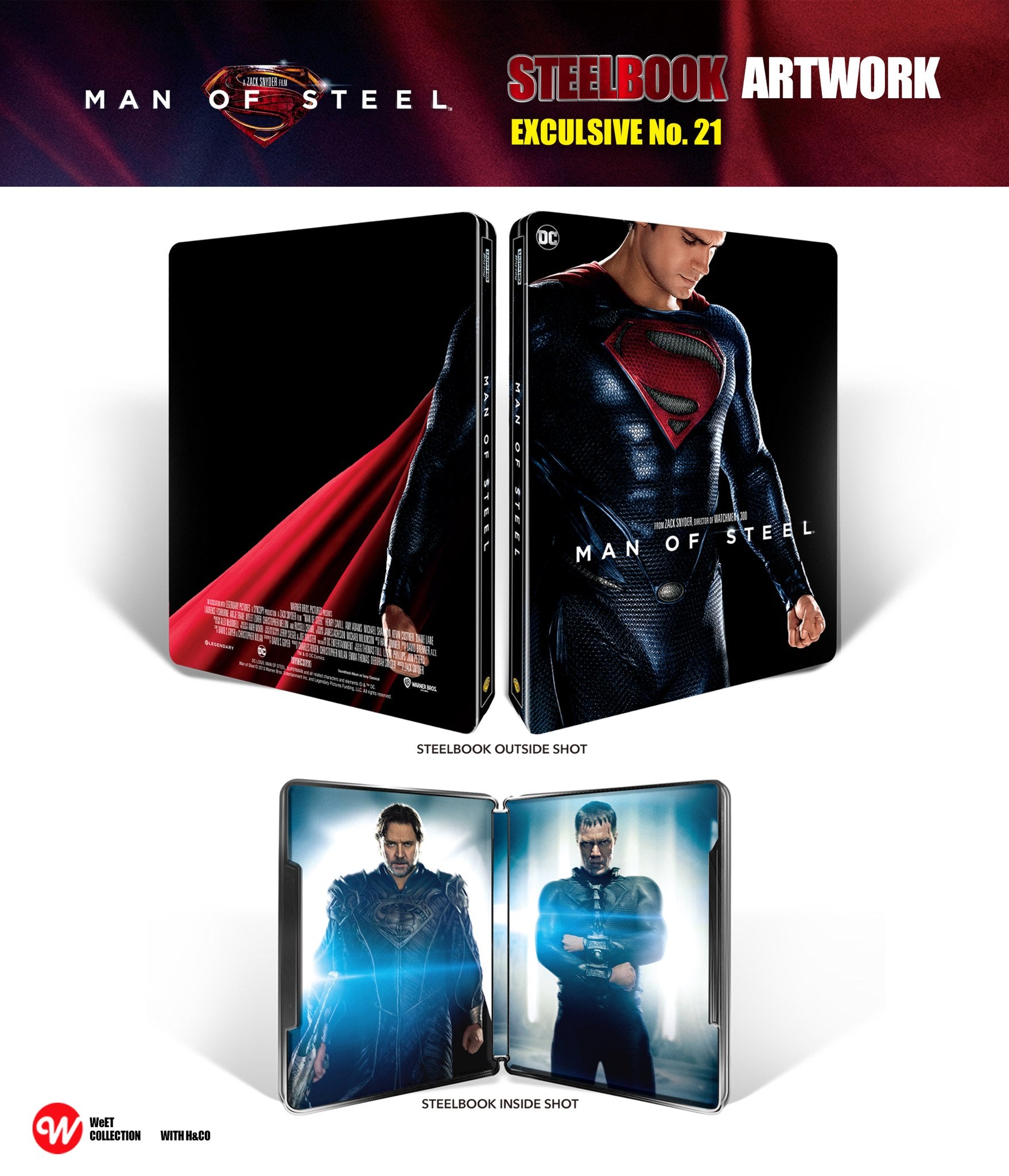 Man Of Steel 4K 3D Blu-ray Steelbook WeET Collection Exclusive #21 Pochette lenticulaire B1