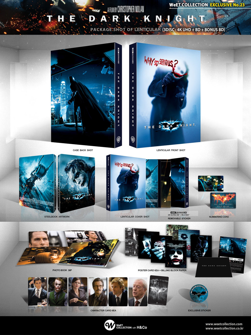 Coffret Steelbook Blu-ray 4K+2D The Dark Knight Trilogy WeET Collection Exclusive n° 22, 23 et 24 avec pochette lenticulaire