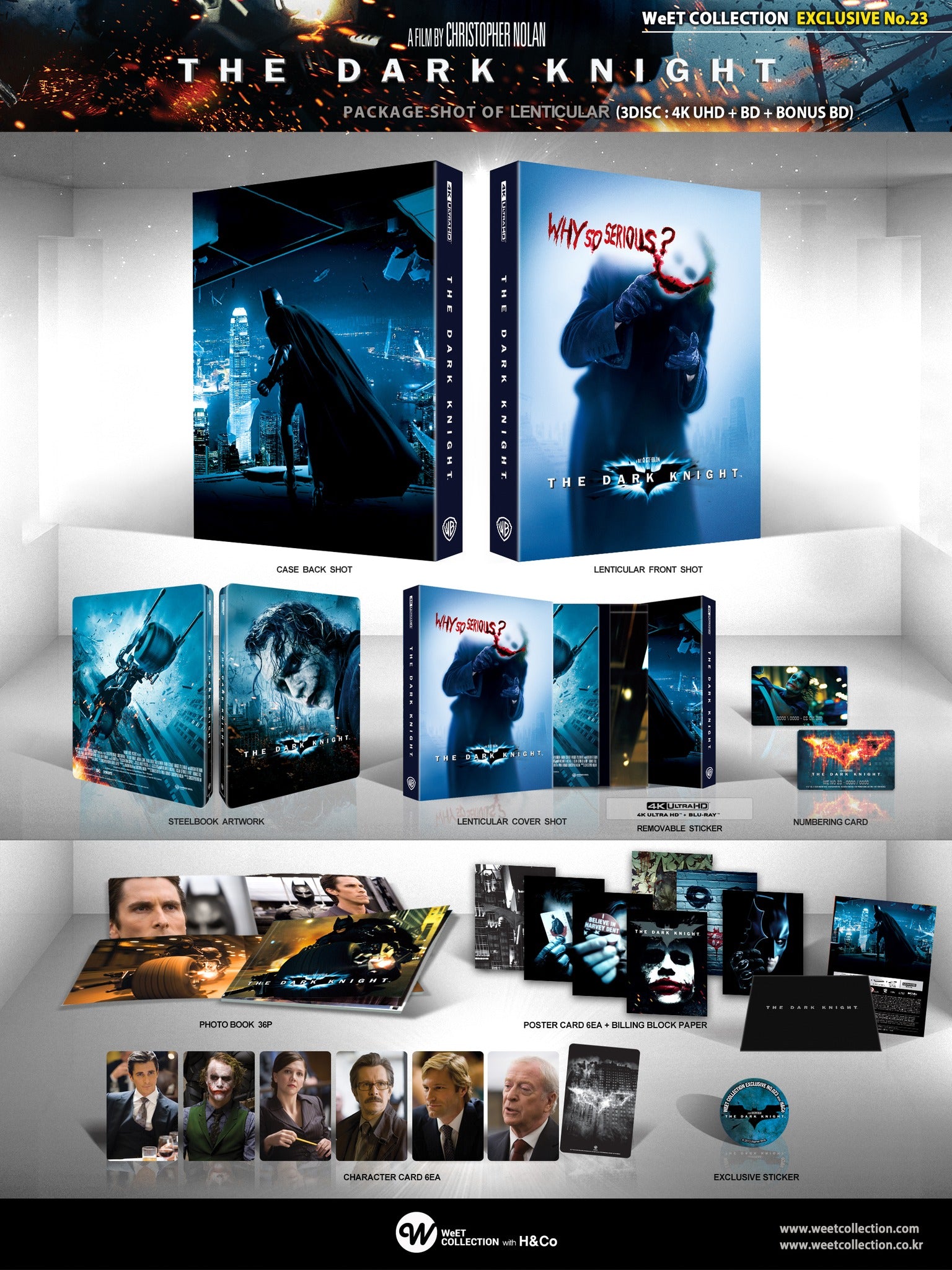 Coffret Steelbook Blu-ray 4K+2D The Dark Knight Trilogy WeET Collection Exclusive n° 22, 23 et 24 avec pochette lenticulaire