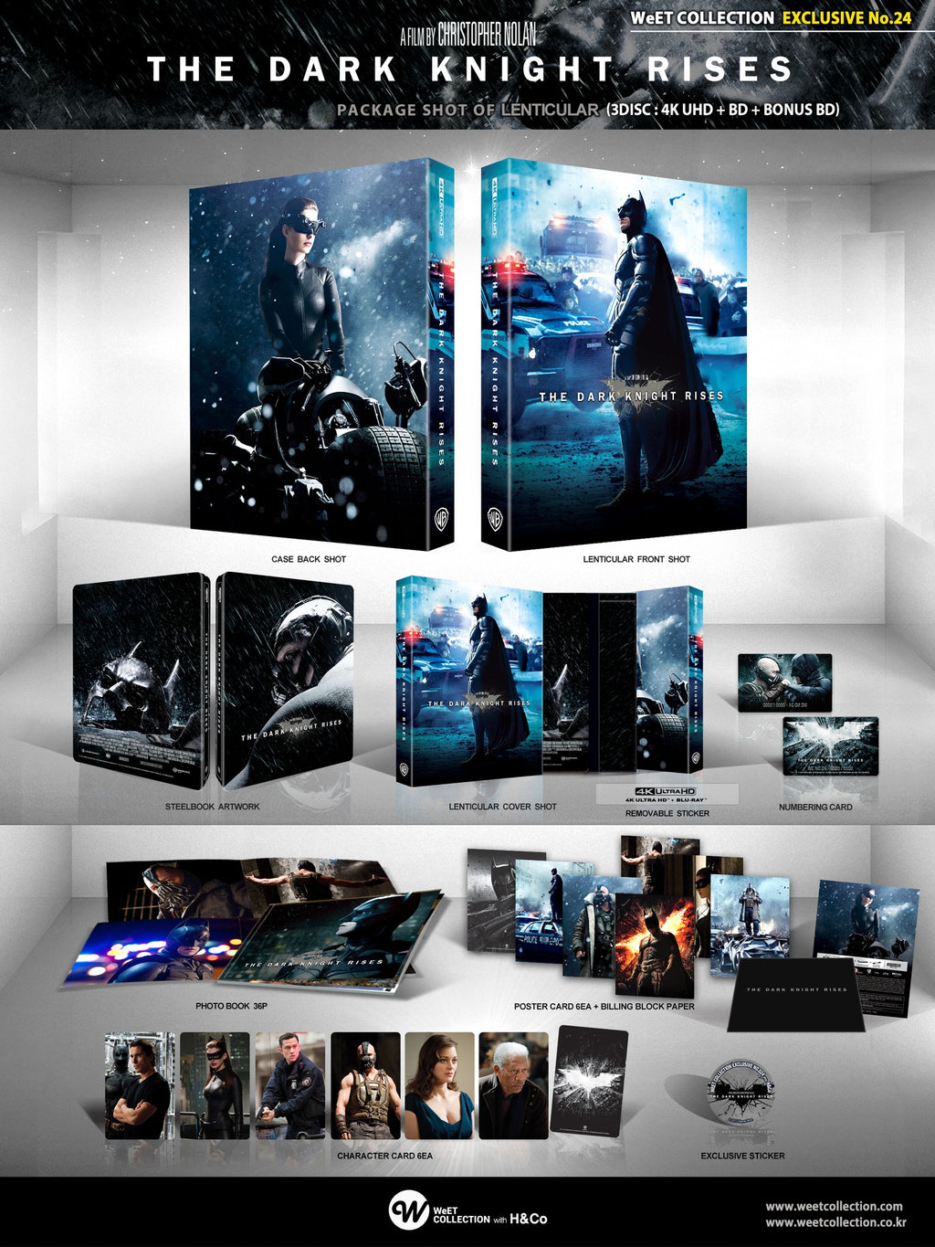 Coffret Steelbook Blu-ray 4K+2D The Dark Knight Trilogy WeET Collection Exclusive n° 22, 23 et 24 avec pochette lenticulaire