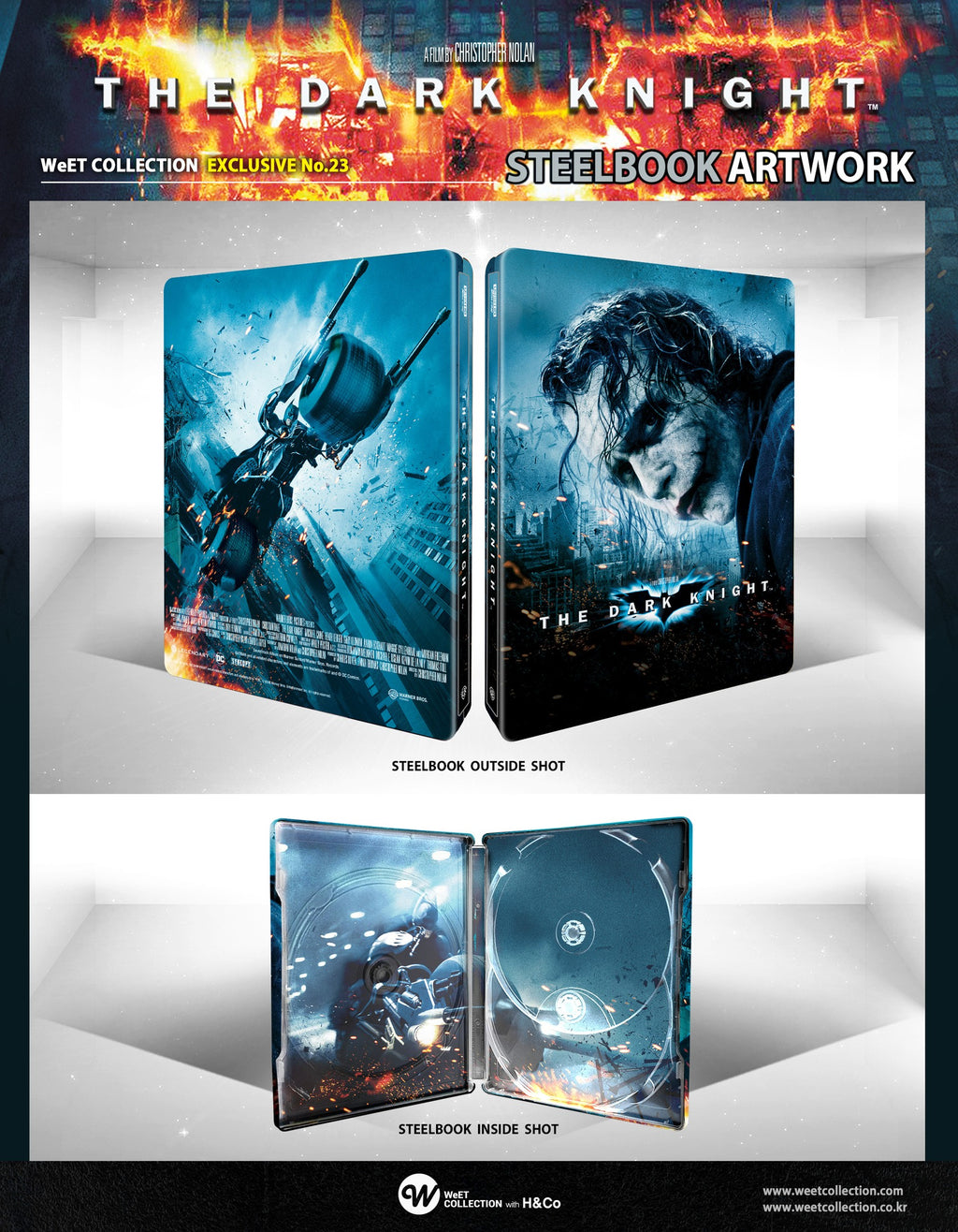 Coffret Steelbook Blu-ray 4K+2D The Dark Knight Trilogy WeET Collection Exclusive n° 22, 23 et 24 avec pochette lenticulaire