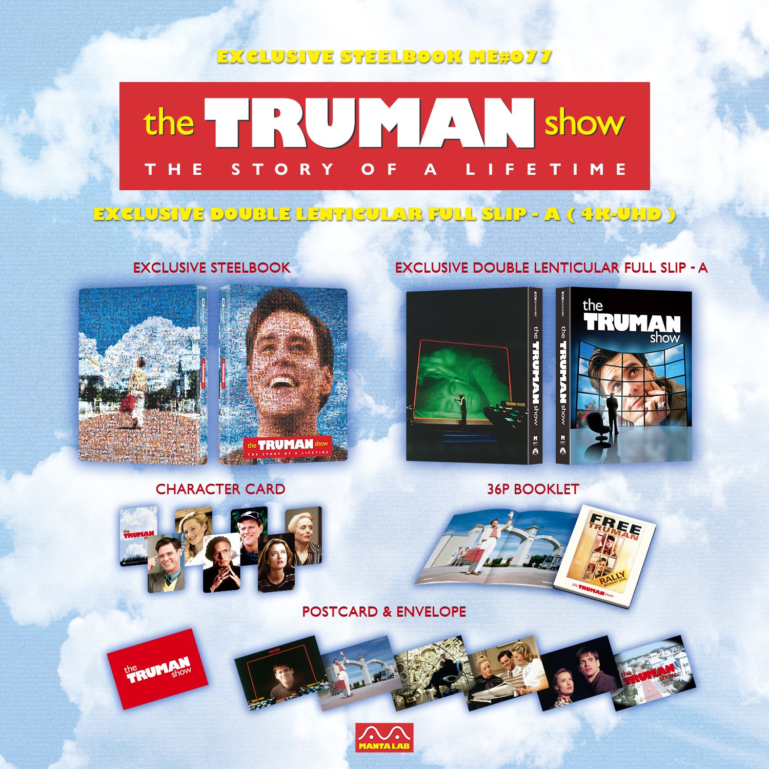 The Truman Show 4K Blu-ray Steelbook Manta Lab Exclusive ME#77 Double Lenticulaire Full Slip A
