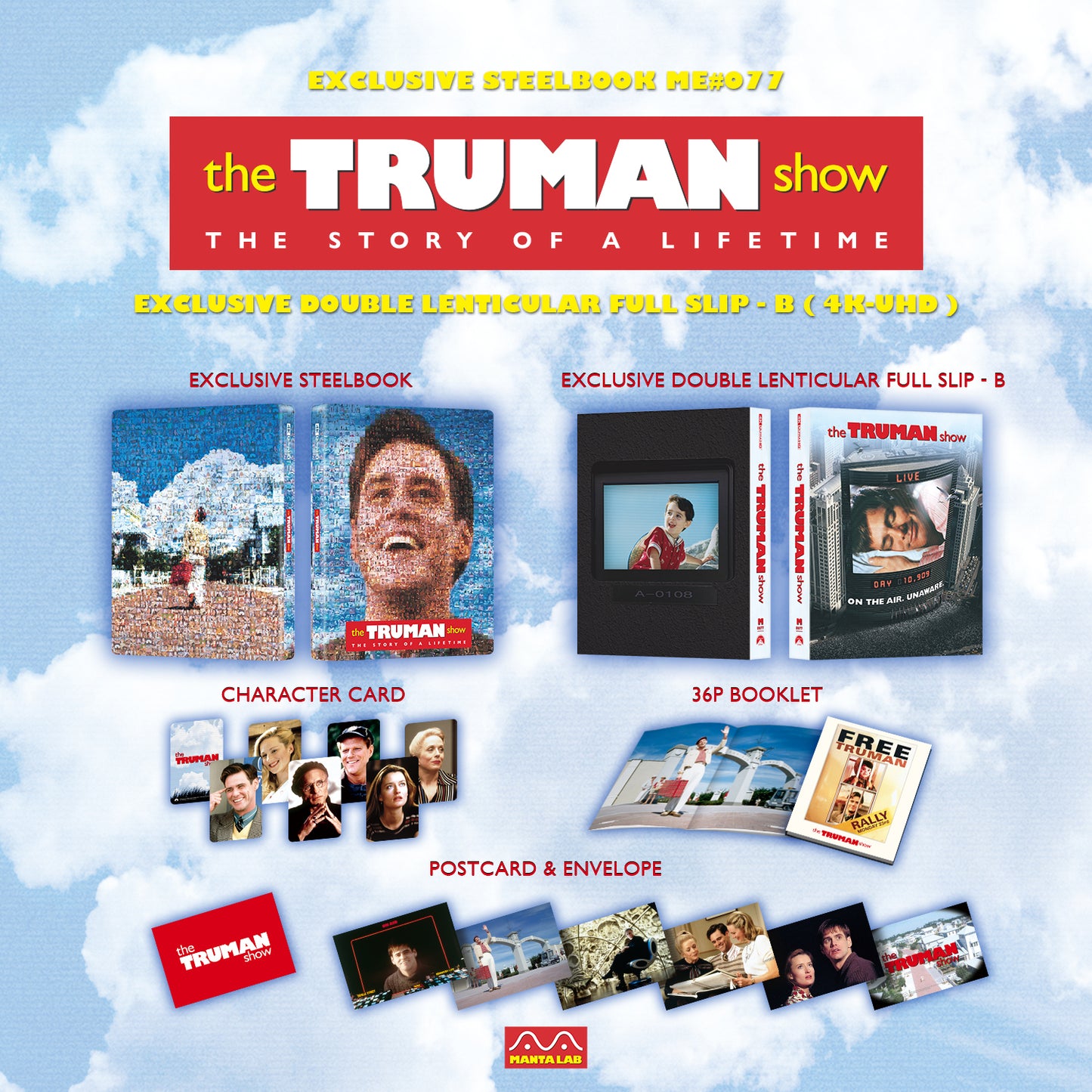 The Truman Show 4K Blu-ray Steelbook Manta Lab Exclusive ME#77 Double Lenticular Full Slip B