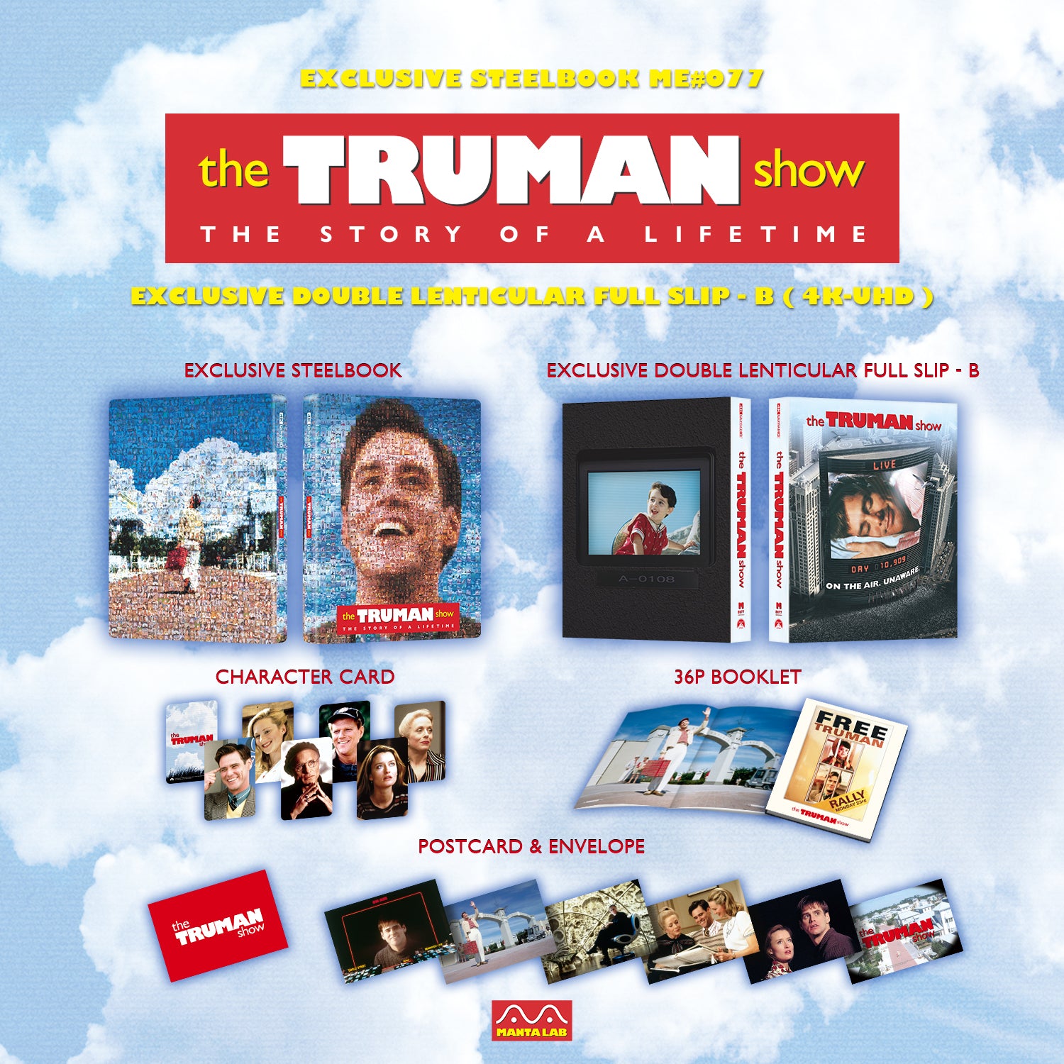 The Truman Show 4K Blu-ray Steelbook Manta Lab Exclusive ME#77 Double Lenticulaire Full Slip B