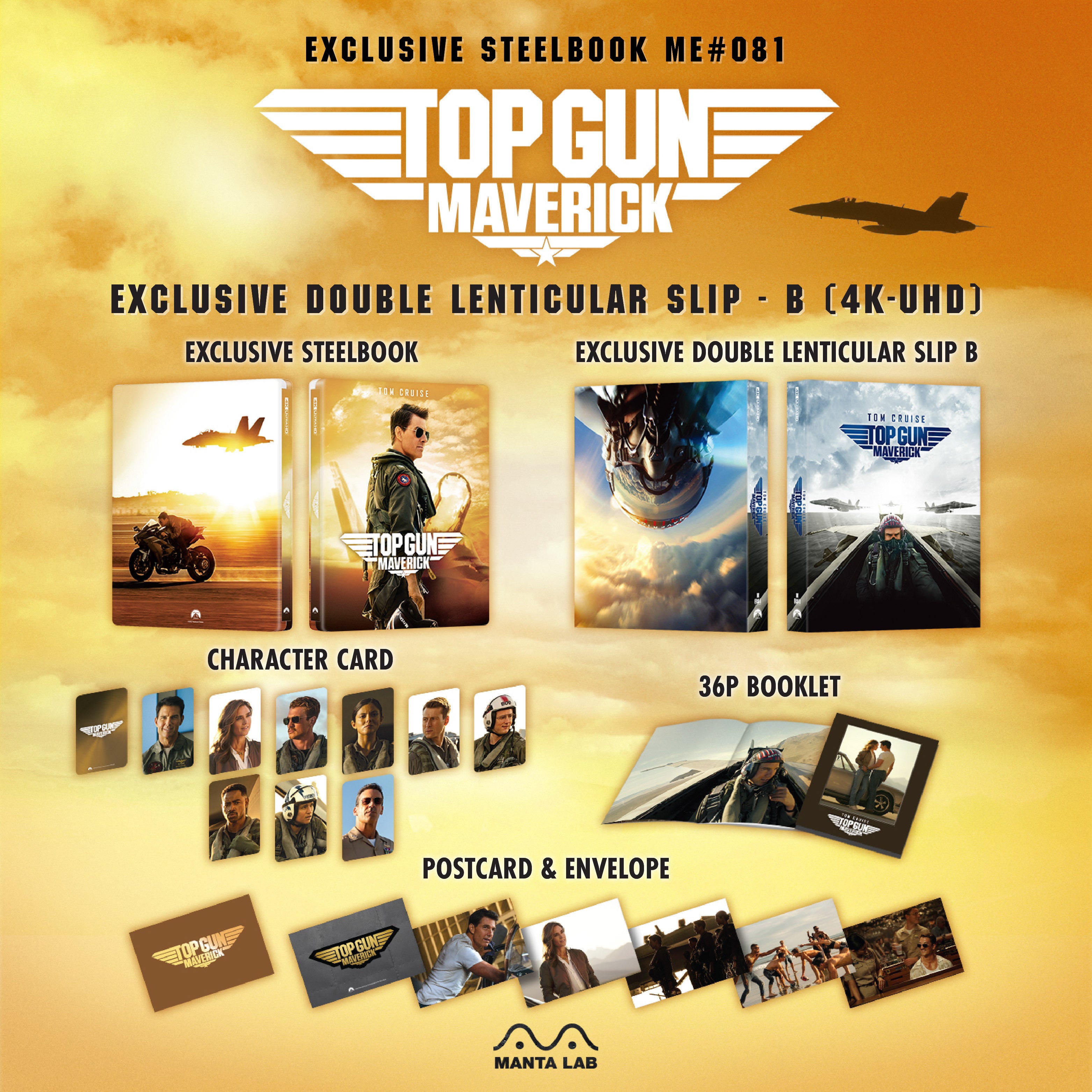Top Gun : Maverick 4K Blu-ray Steelbook Manta Lab Exclusive ME#81 Double Lenticulaire Fourreau Intégral B