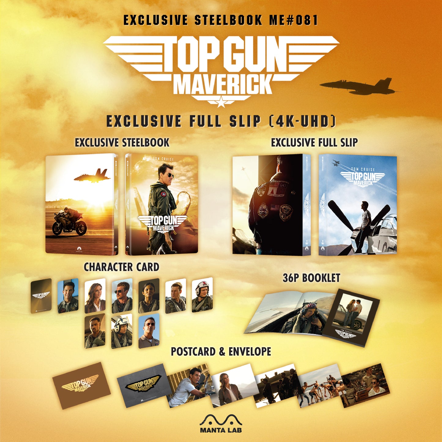 Top Gun: Maverick 4K Blu-ray Steelbook Manta Lab Exclusive ME#81 Full Slip - PREORDER