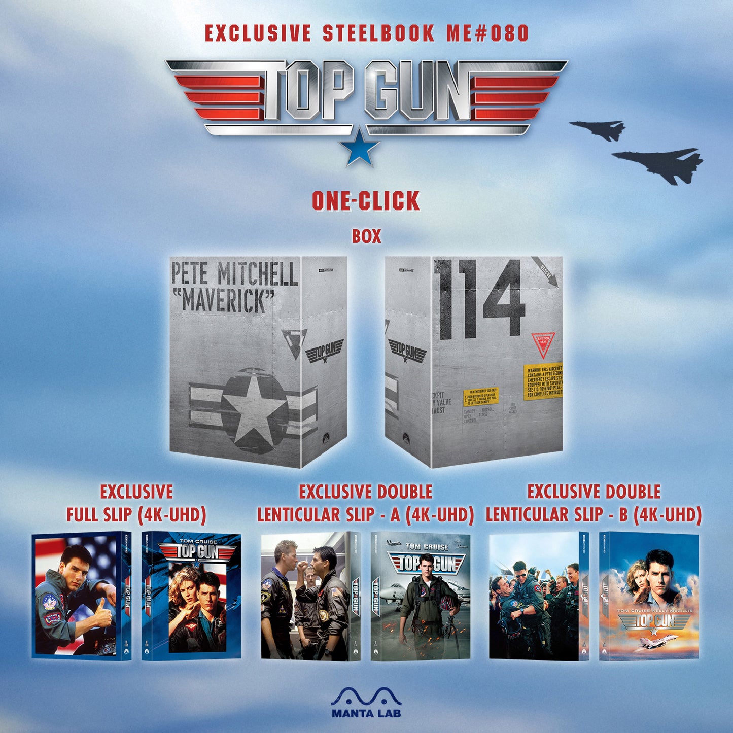 Top Gun 4K Blu-ray Steelbook Manta Lab Exclusive ME#80 One Click Box Set - PREORDER