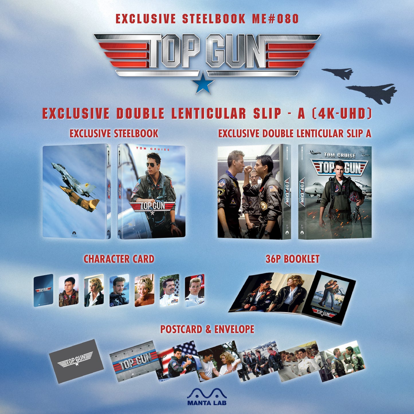Top Gun 4K Blu-ray Steelbook Manta Lab Exclusive ME#80 Double Lenticular Full Slip A - PREORDER