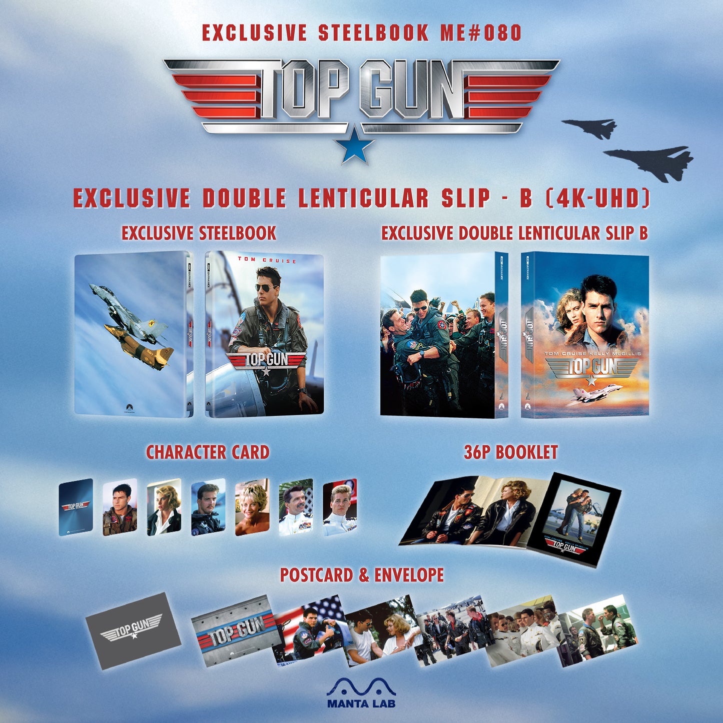 Top Gun 4K Blu-ray Steelbook Manta Lab Exclusive ME#80 Double Lenticular Full Slip B - PREORDER