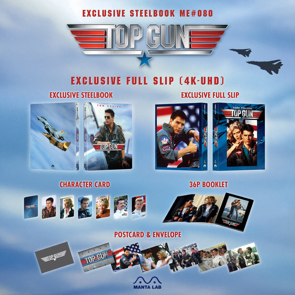 Coffret Steelbook Blu-ray 4K Top Gun, édition exclusive Manta Lab, ME#80, avec fourreau.