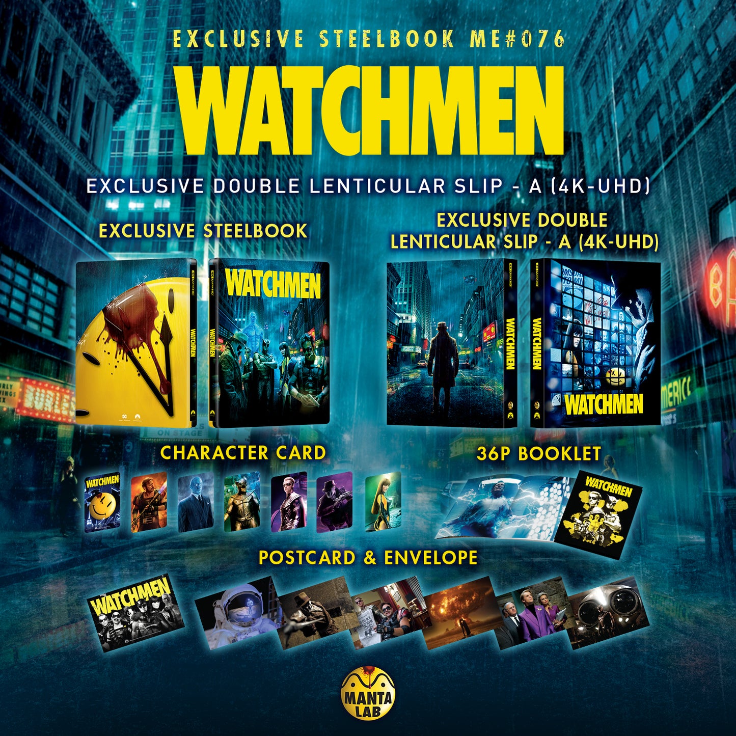 Watchmen 4K Blu-ray Steelbook Manta Lab Exclusive ME#76 Double Lenticular Full Slip A