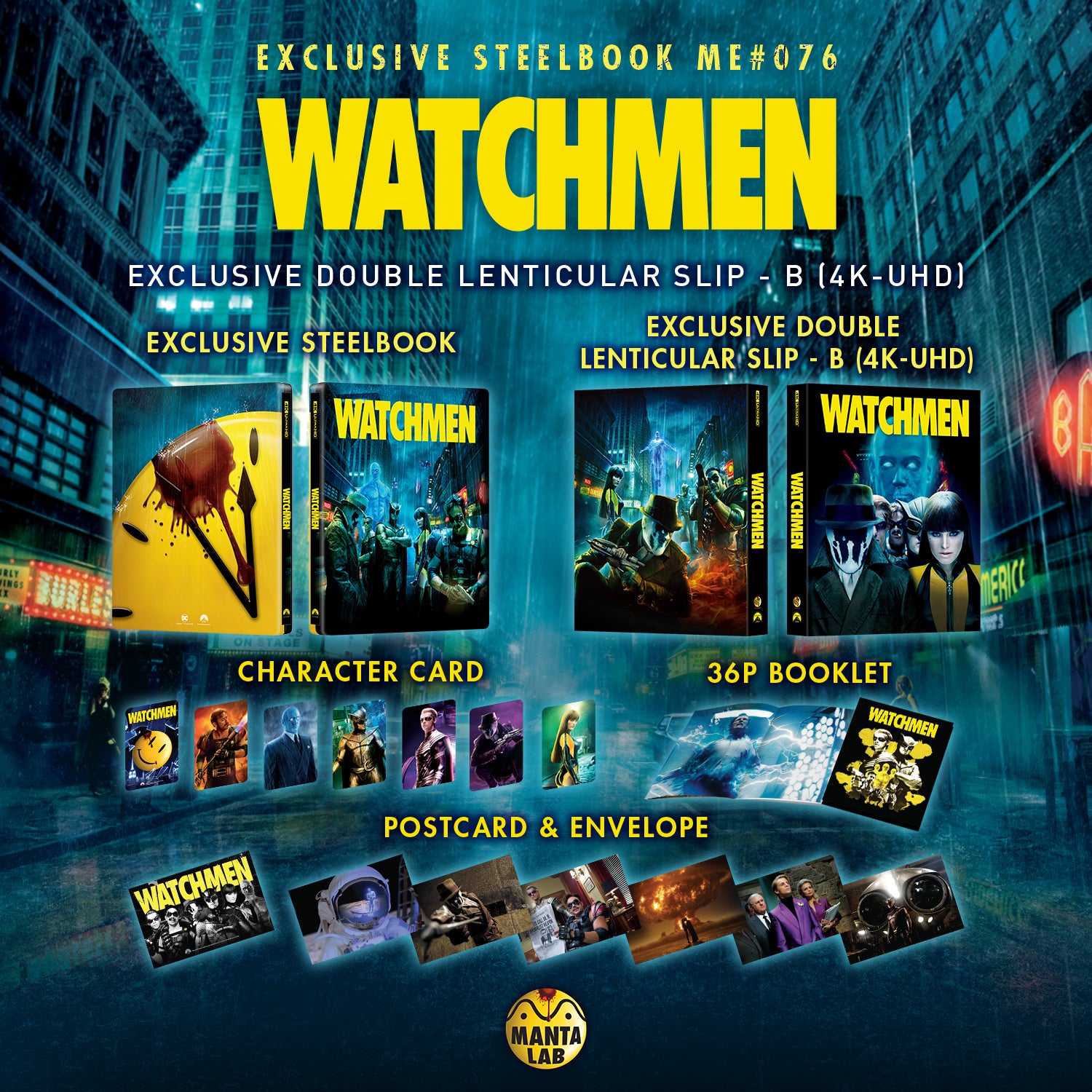 Watchmen 4K Blu-ray Steelbook Manta Lab Exclusive ME#76 Double Lenticulaire Full Slip B