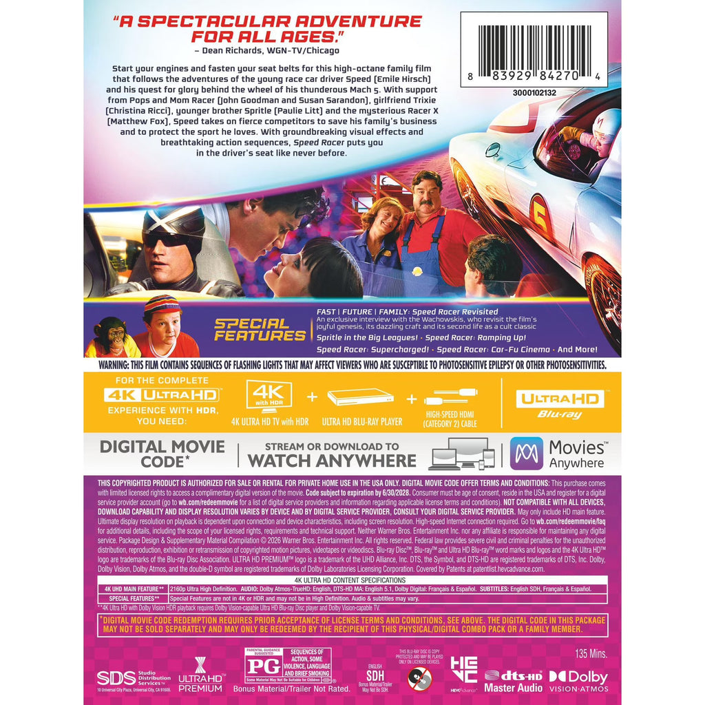 Speed Racer 4K Ultra HD Steelbook + Blu-ray + Digital 4K