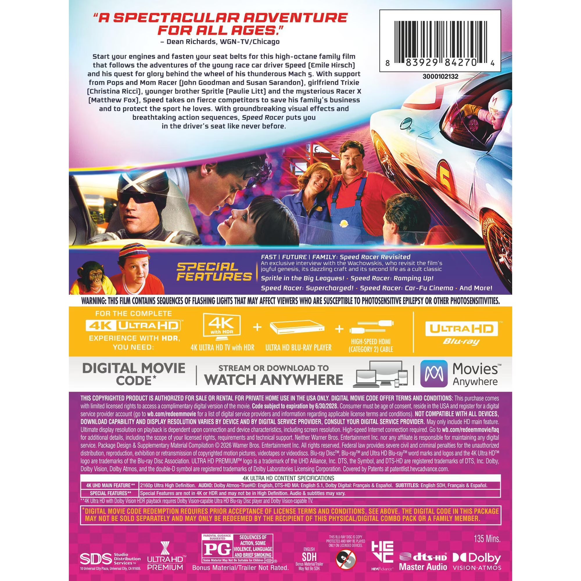 Speed Racer 4K Ultra HD Steelbook + Blu-ray + Digital 4K