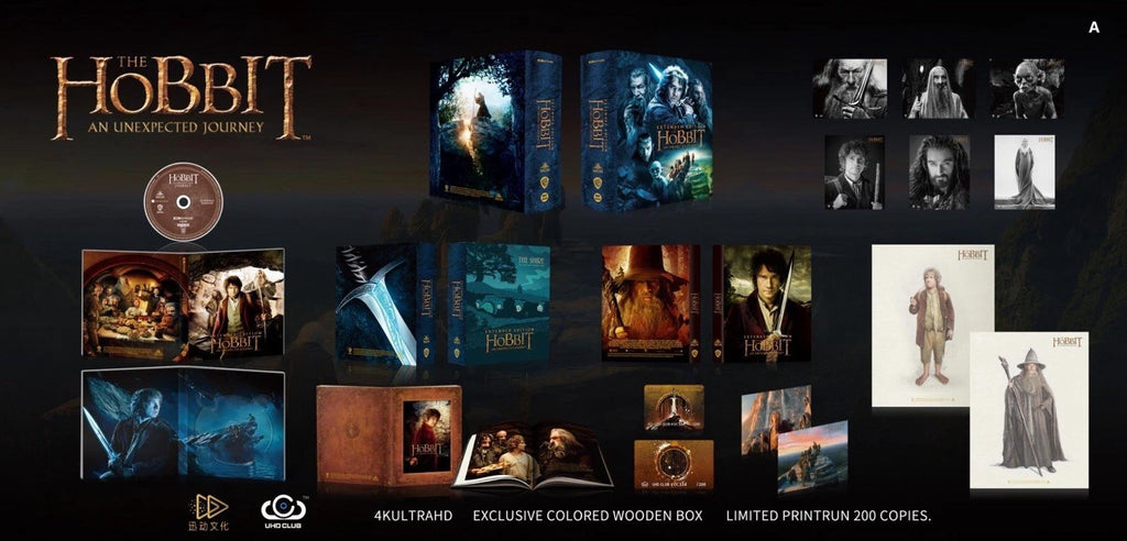 Le Hobbit : La Trilogie Cinématographique Coffrets en Bois Digipak 4K Version A UC33A/34A/35A Édition Limitée UHD Club