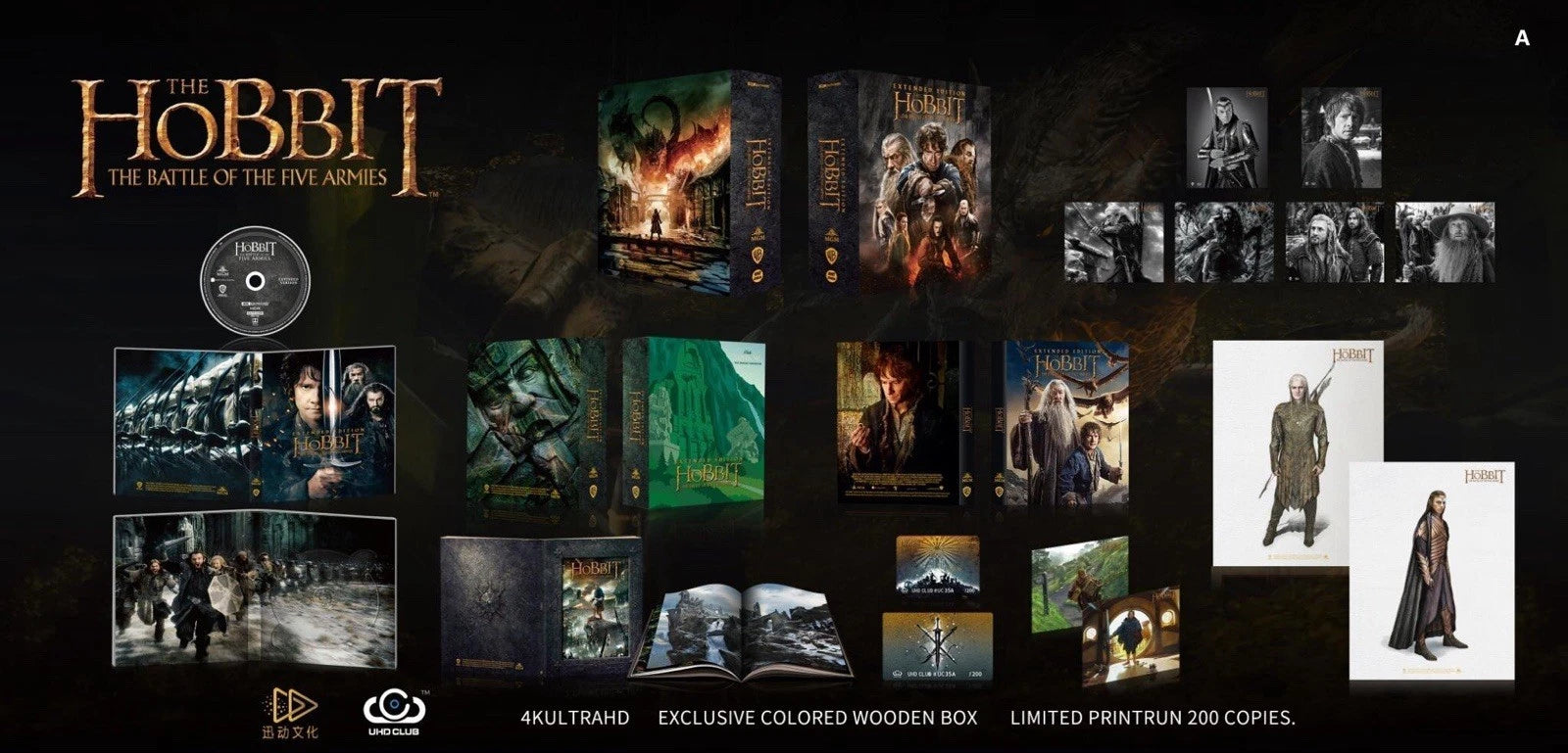 Hobbit : The Motion Picture Trilogy 4K Digipak Wooden Box Sets Version A UC33A/34A/35A UHD Club Limited Edition