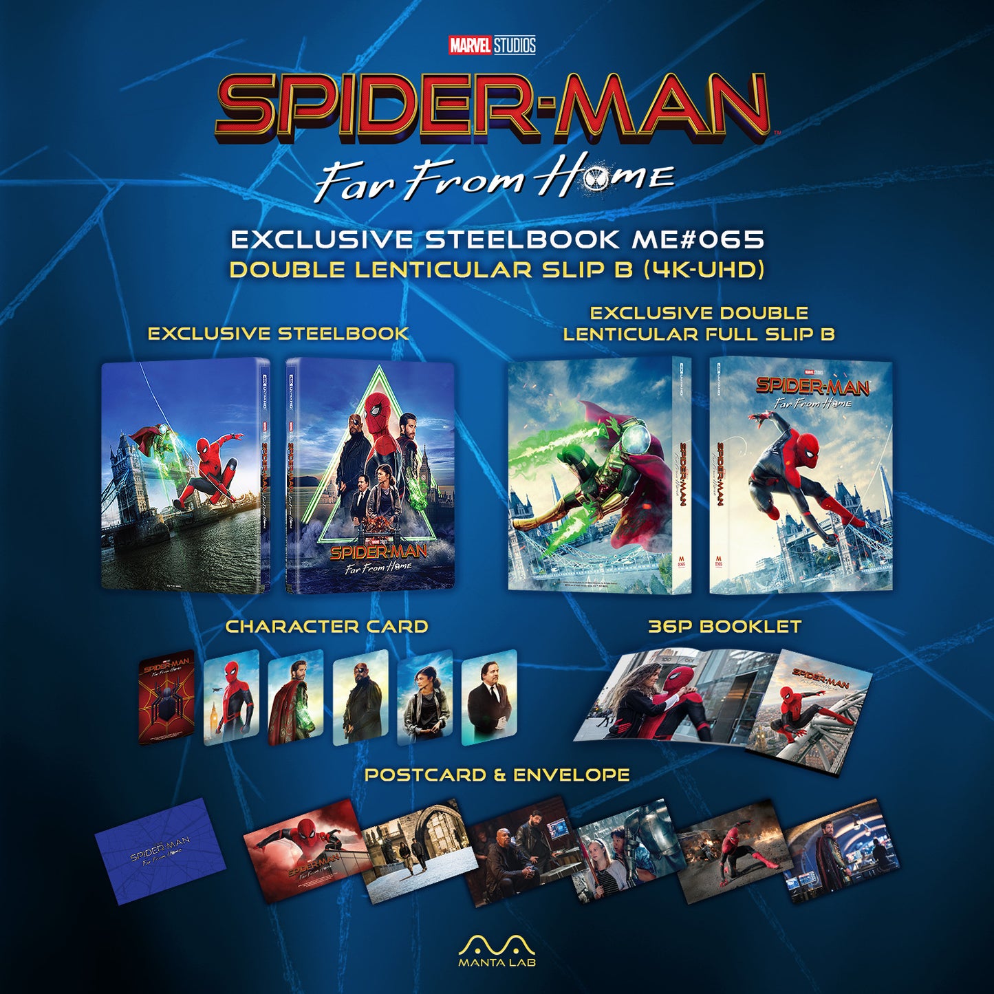 Spider-Man: Far From Home 4K Blu-ray Steelbook Manta Lab Exclusive ME#65 HDN GB Pre-Order Double Lenticular Slip B