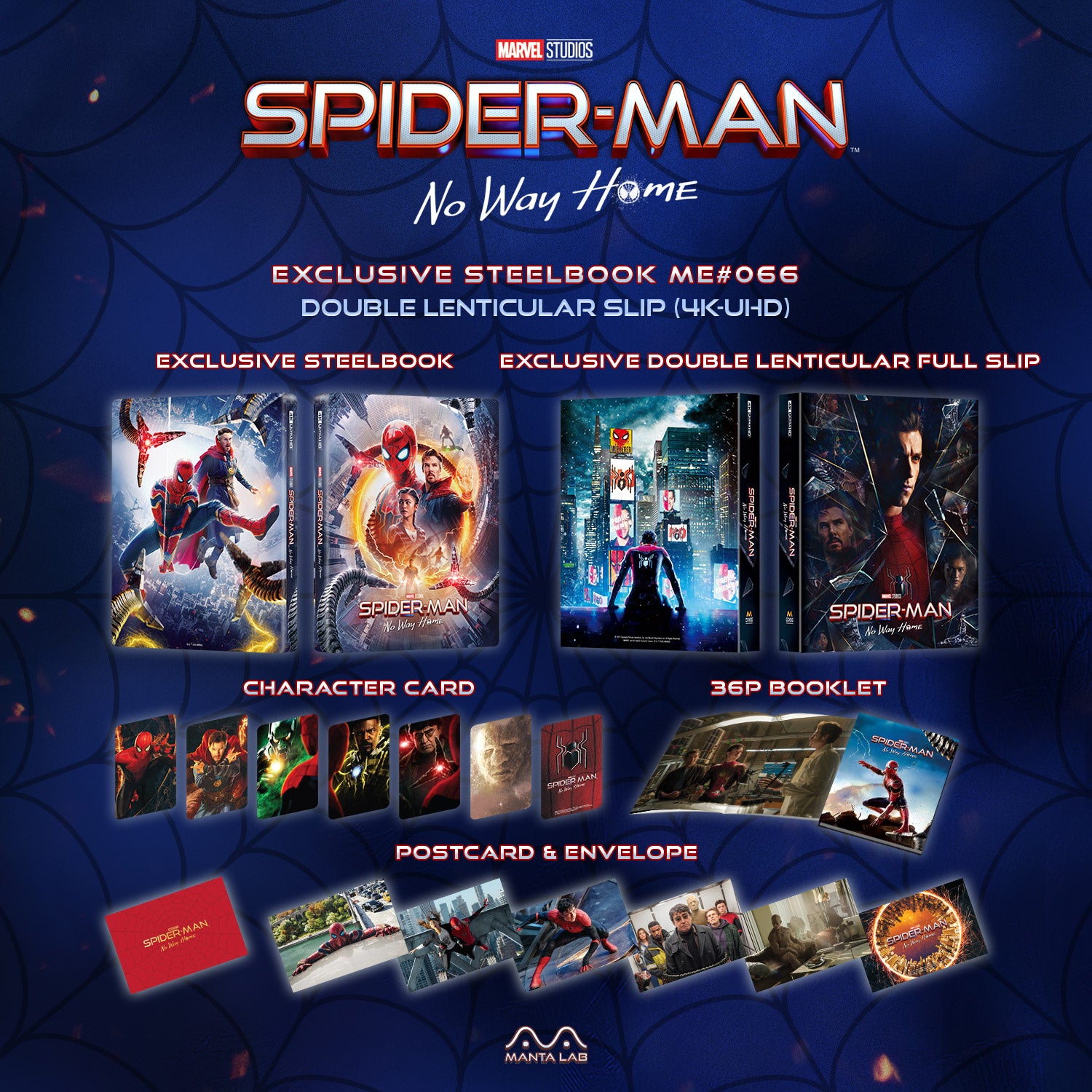 Spider-Man : No Way Home 4K Blu-ray Steelbook Manta Lab Exclusive ME#66 HDN GB Précommande Double Slip Lenticulaire