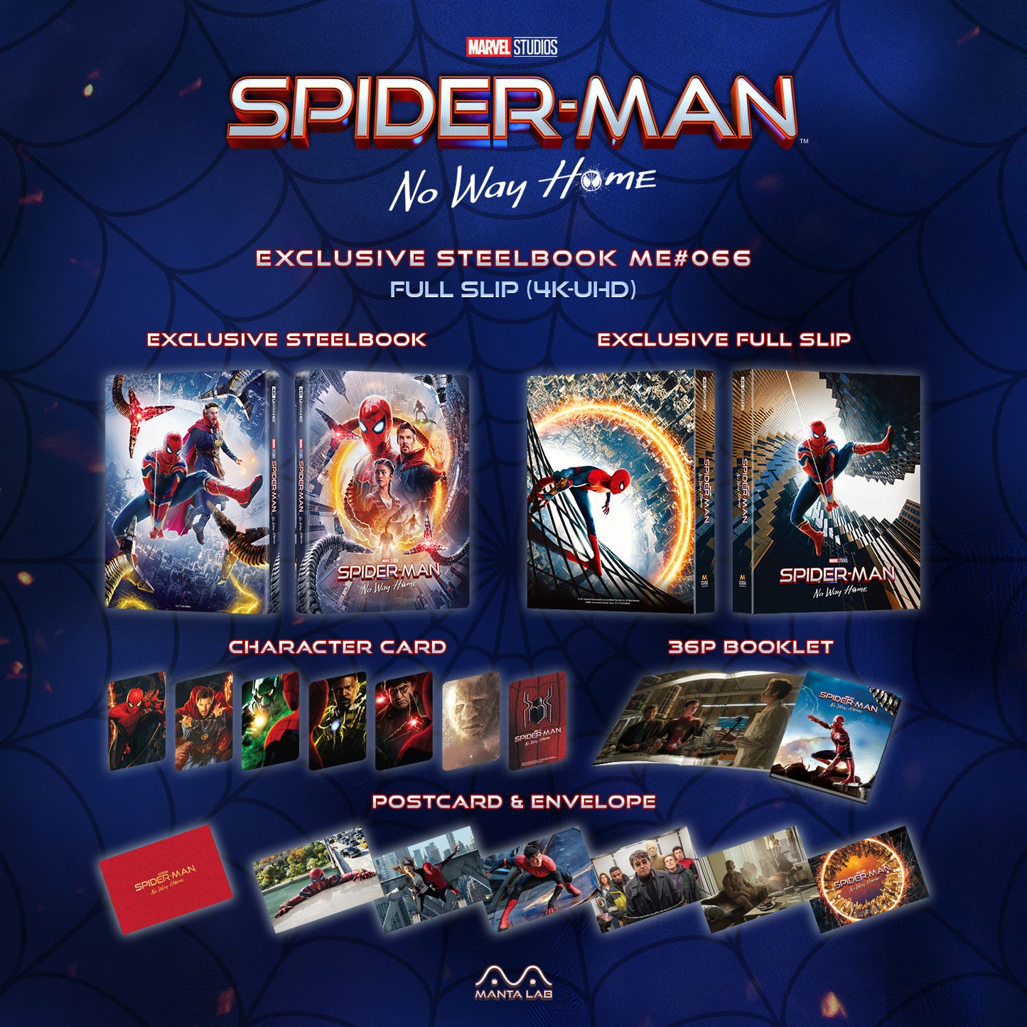 Spider-Man: No Way Home 4K Blu-ray Steelbook Manta Lab Exclusive ME#66 HDN GB Pre-Order Full Slip