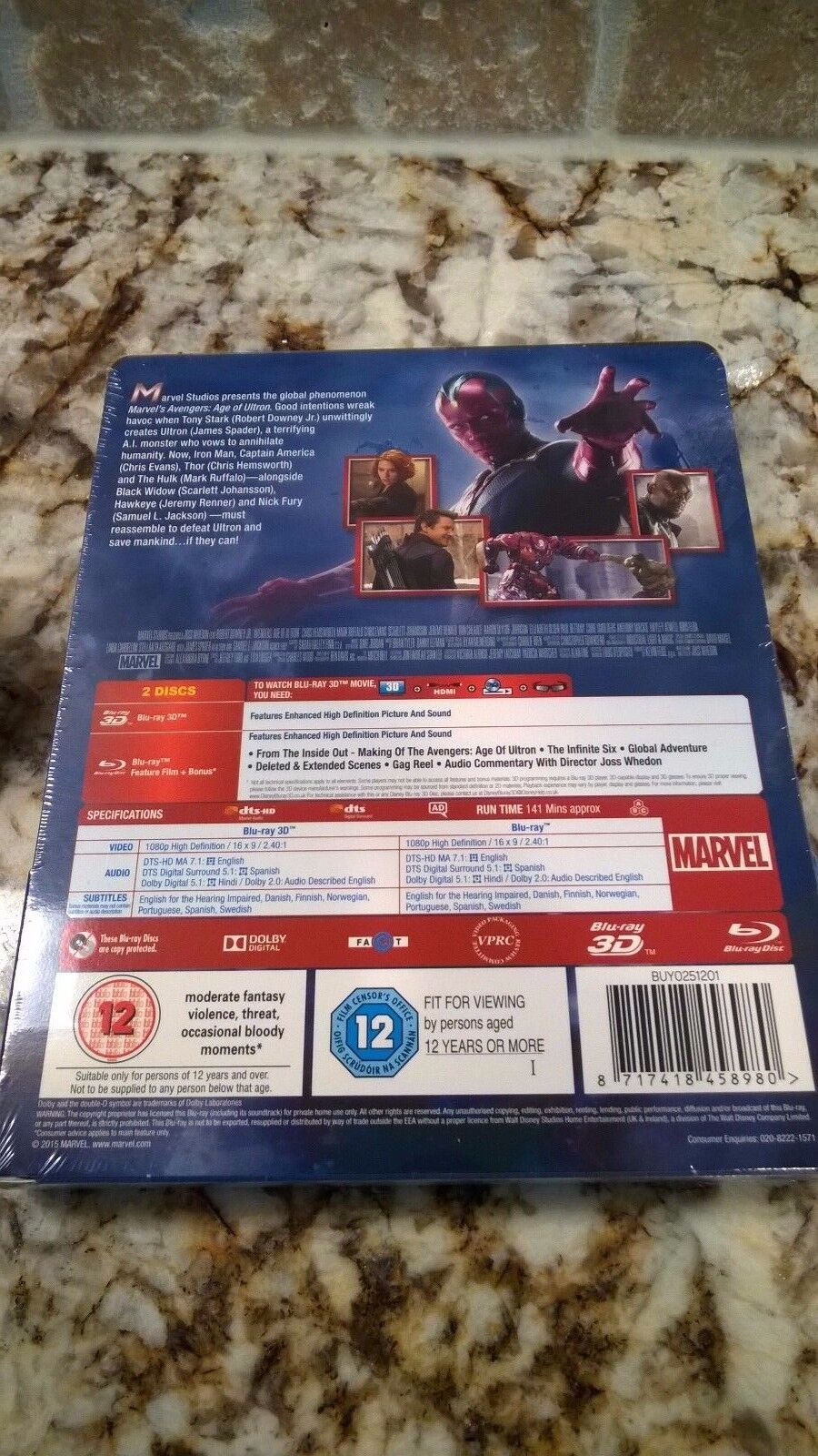 Avengers : L'Ère d'Ultron 3D Blu-ray Steelbook Édition Exclusive Zavvi