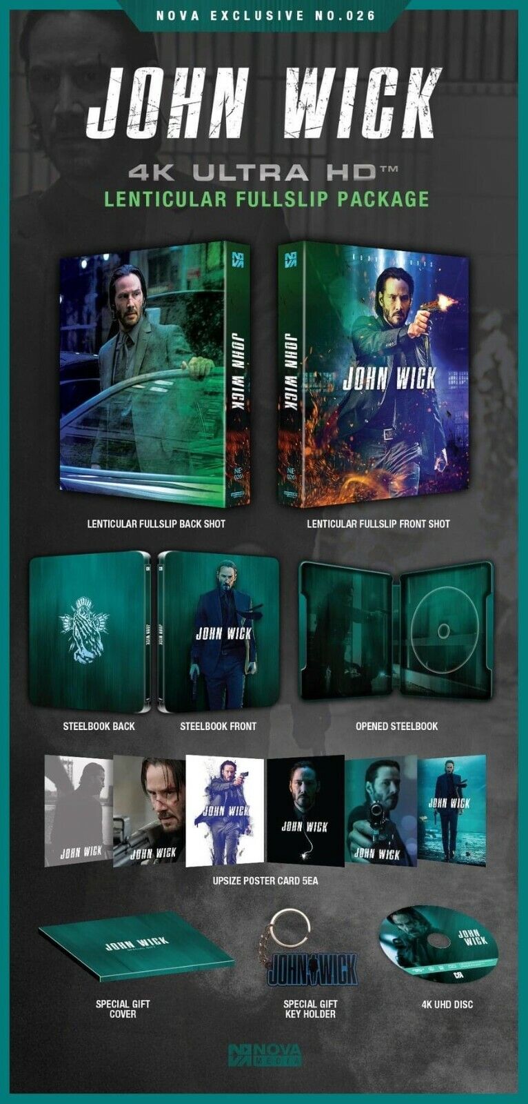 John Wick 4K Blu-ray Steelbook Novamedia Exclusive #26 Lenticular Slip