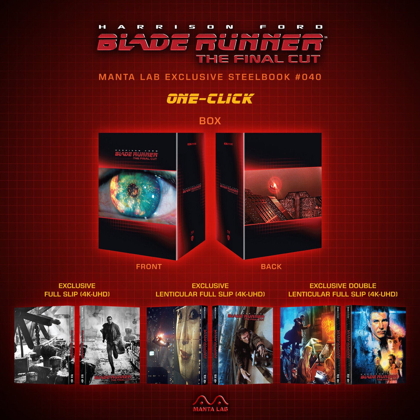 Blade Runner 4K Blu-ray Steelbook Manta Lab Exclusive ME#40 One Click Box Set