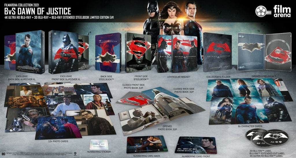 Coffret Steelbook 4K+3D+2D Blu-ray Batman v Superman : L'Aube de la Justice, Collection Filmarena n° 152