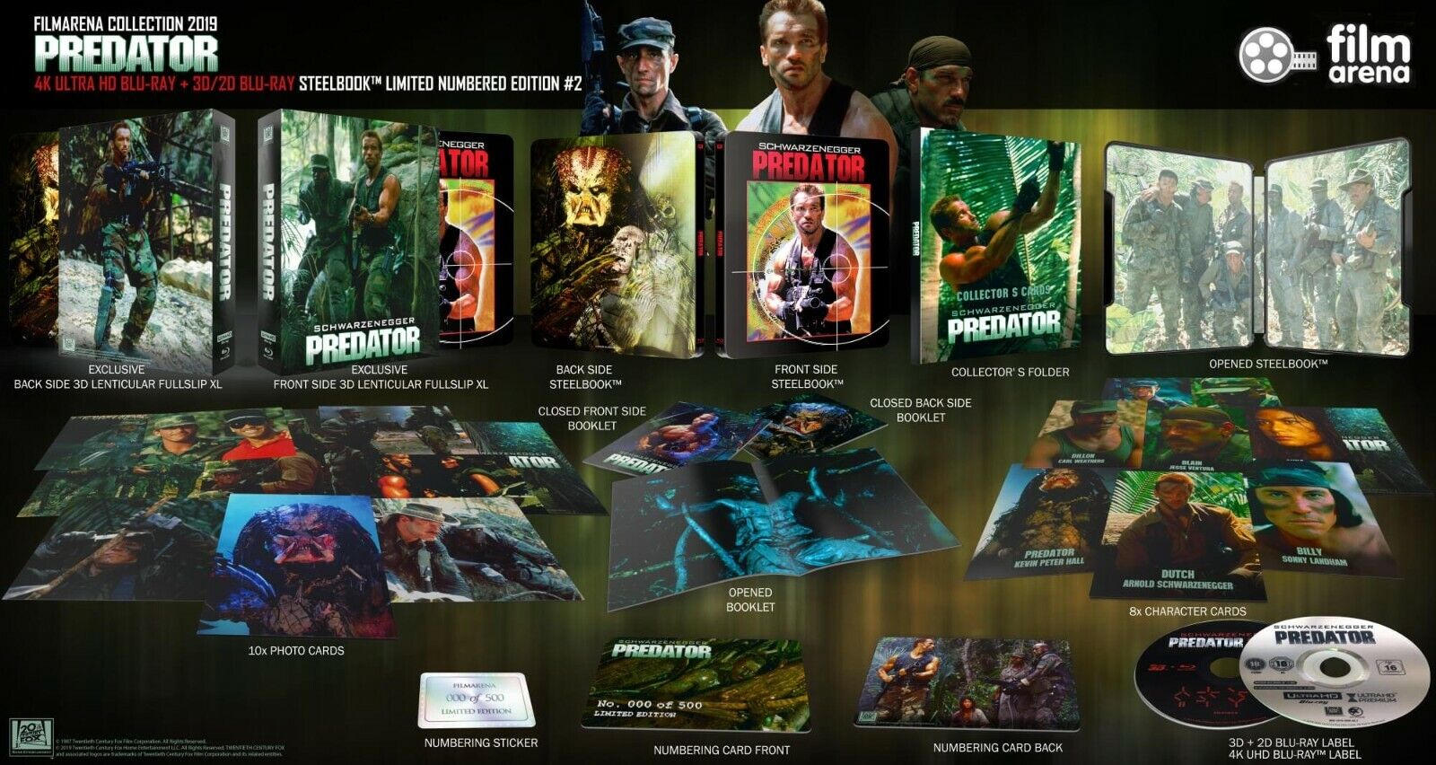 Coffret collector Blu-ray SteelBook 4K+2D+3D Predator, Collection Filmarena n° 158 E4 Maniacs