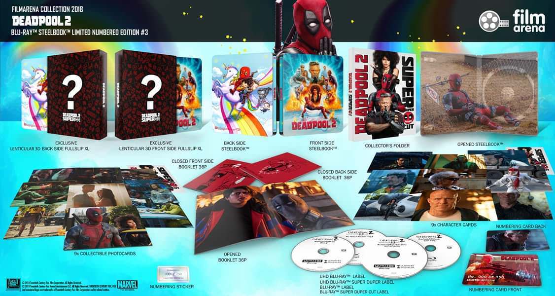 Coffret Steelbook Blu-ray 4K Deadpool 2, Collection Filmarena n° 107, Édition Limitée XL, Édition Lenticulaire, Fourreau Intégral