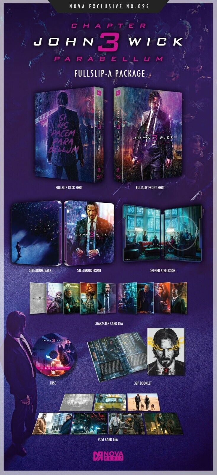 John Wick: Chapter 3 Parabellum Blu-ray Steelbook Novamedia Exclusive #25 One Click Box Set