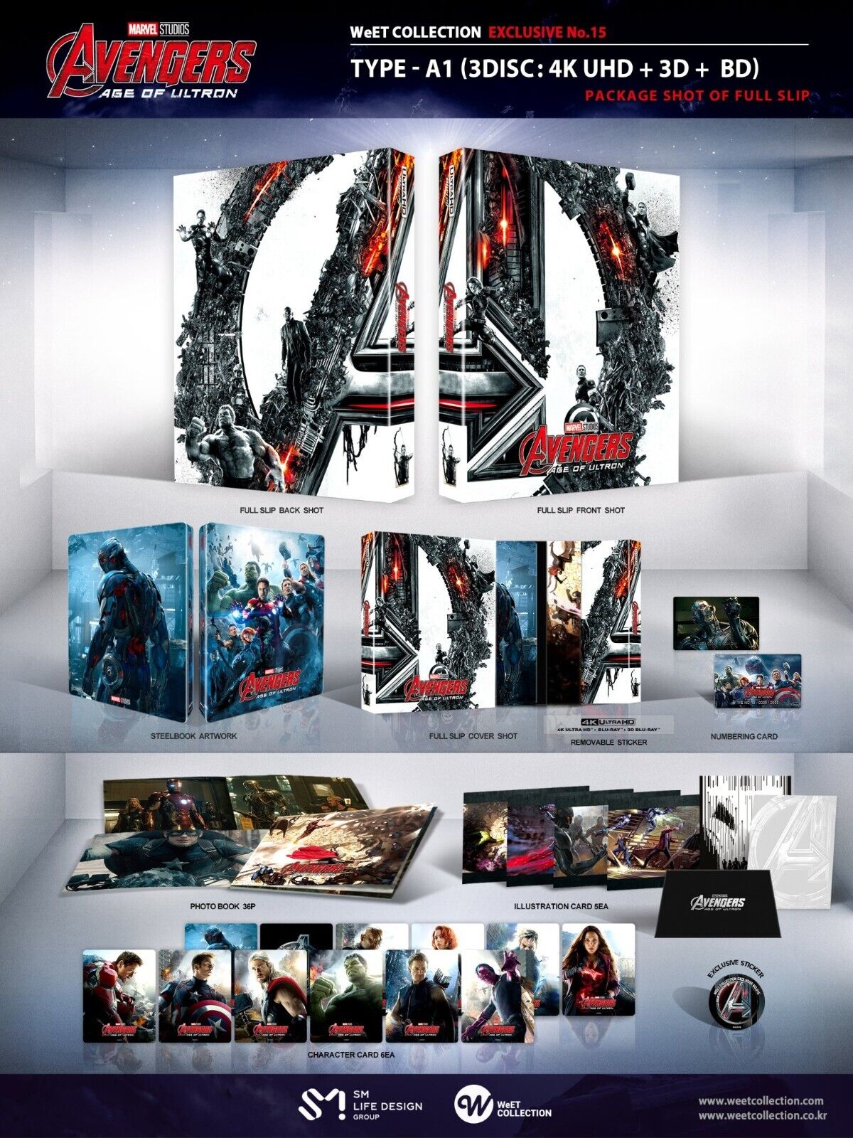 Avengers: Age of Ultron 4K+2D+3D Blu-ray SteelBook WeET Collection Exclusive #15 One Click Box Set