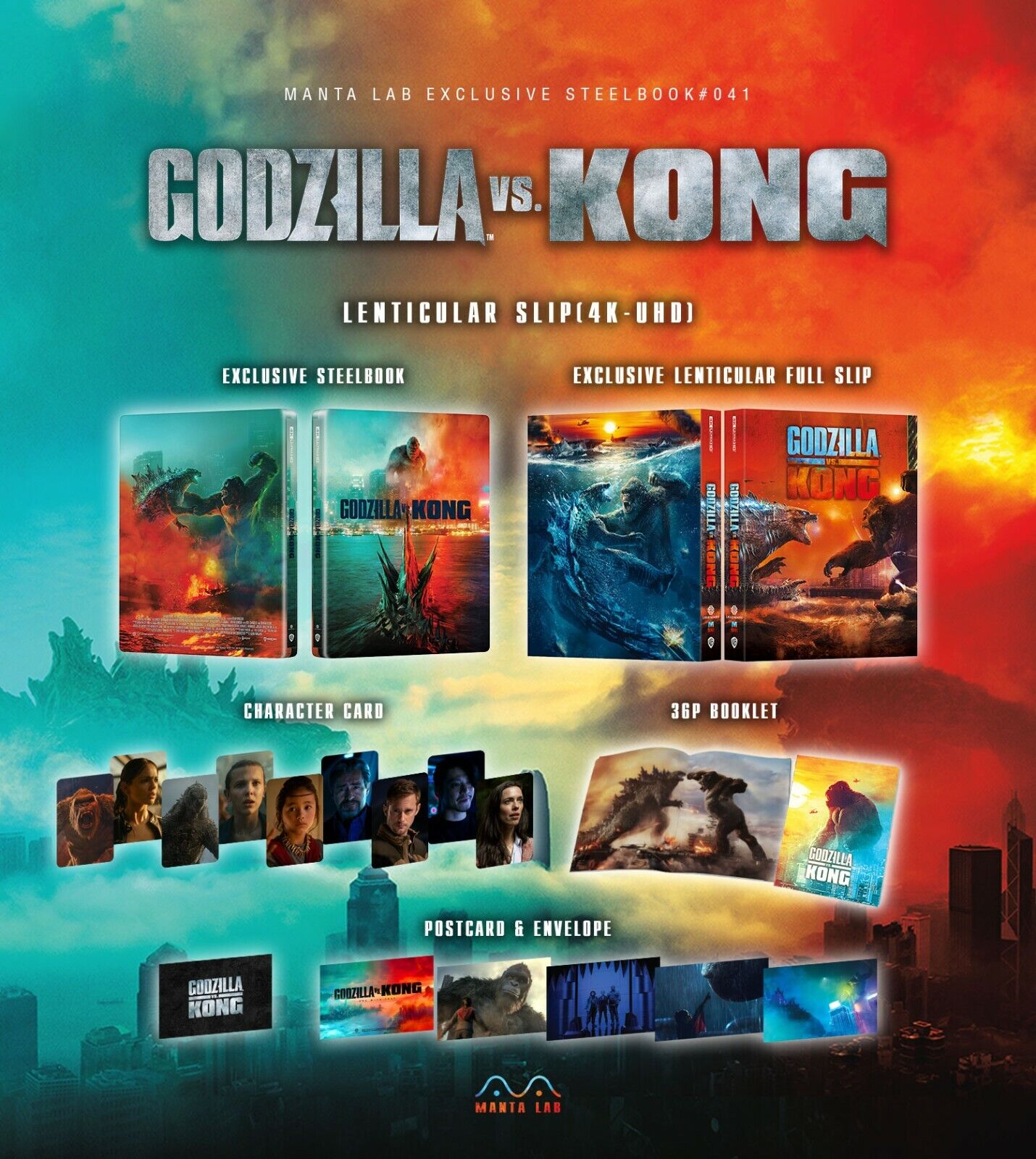 Coffret Steelbook 4K Blu-ray Godzilla V Kong, édition exclusive Manta Lab ME#41, disponible en un clic