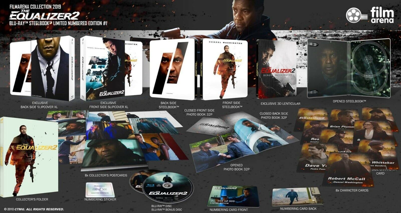 The Equalizer 2 Blu-ray Steelbook Collection Filmarena #111 E1 Lenticulaire XL Fourrure intégrale