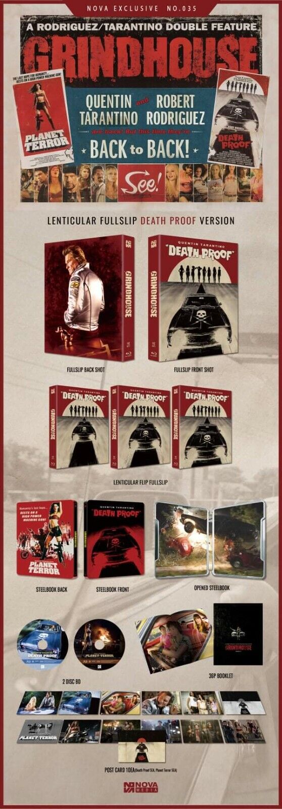 Coffret SteelBook Blu-ray Grindhouse exclusif Novamedia n° 35, disponible en un clic 