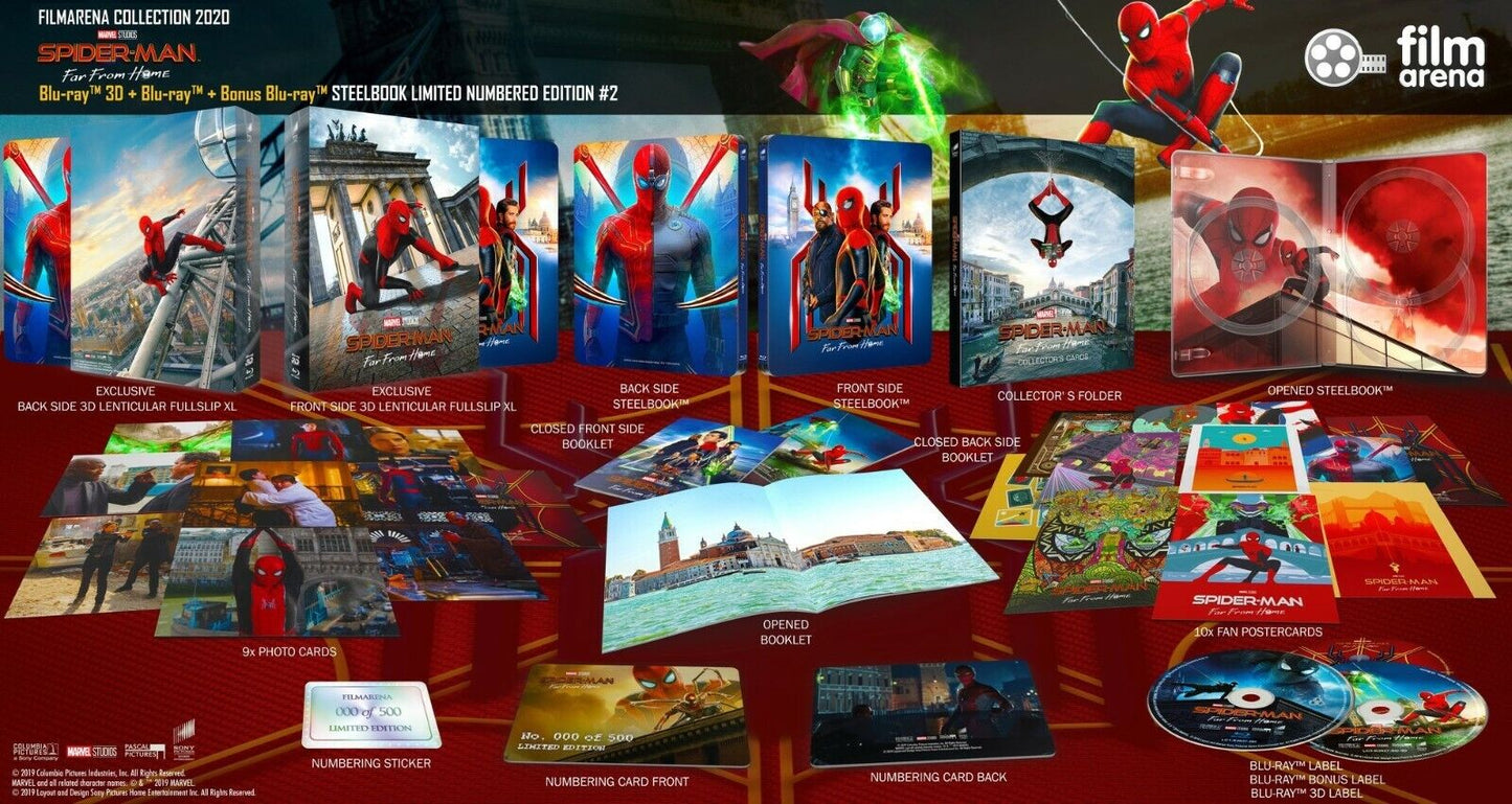 Spider-Man: Far from Home 3D+2D Blu-ray Steelbook Filmarena Collection #128 E2 Double Lenticular XL Full Slip