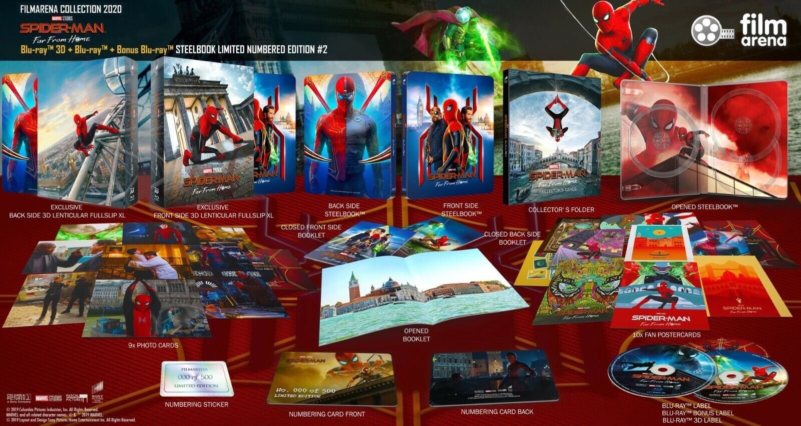 Spider-Man: Far from Home 3D+2D Blu-ray Steelbook Collection Filmarena #128 E2 Double Lenticulaire XL Full Slip
