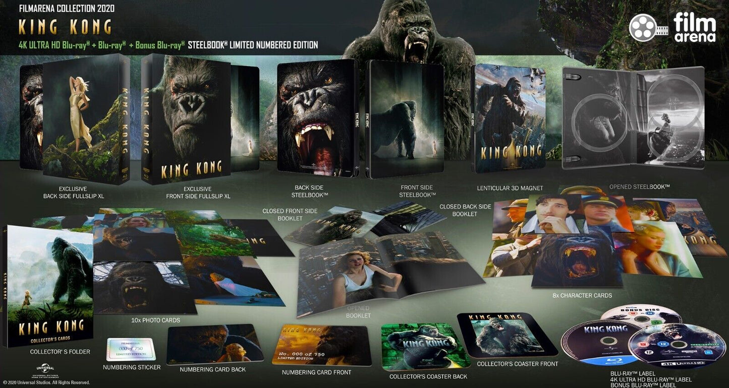 King Kong (2005) 4K+2D Blu-ray Steelbook Filmarena Collection #139 XL Full Slip