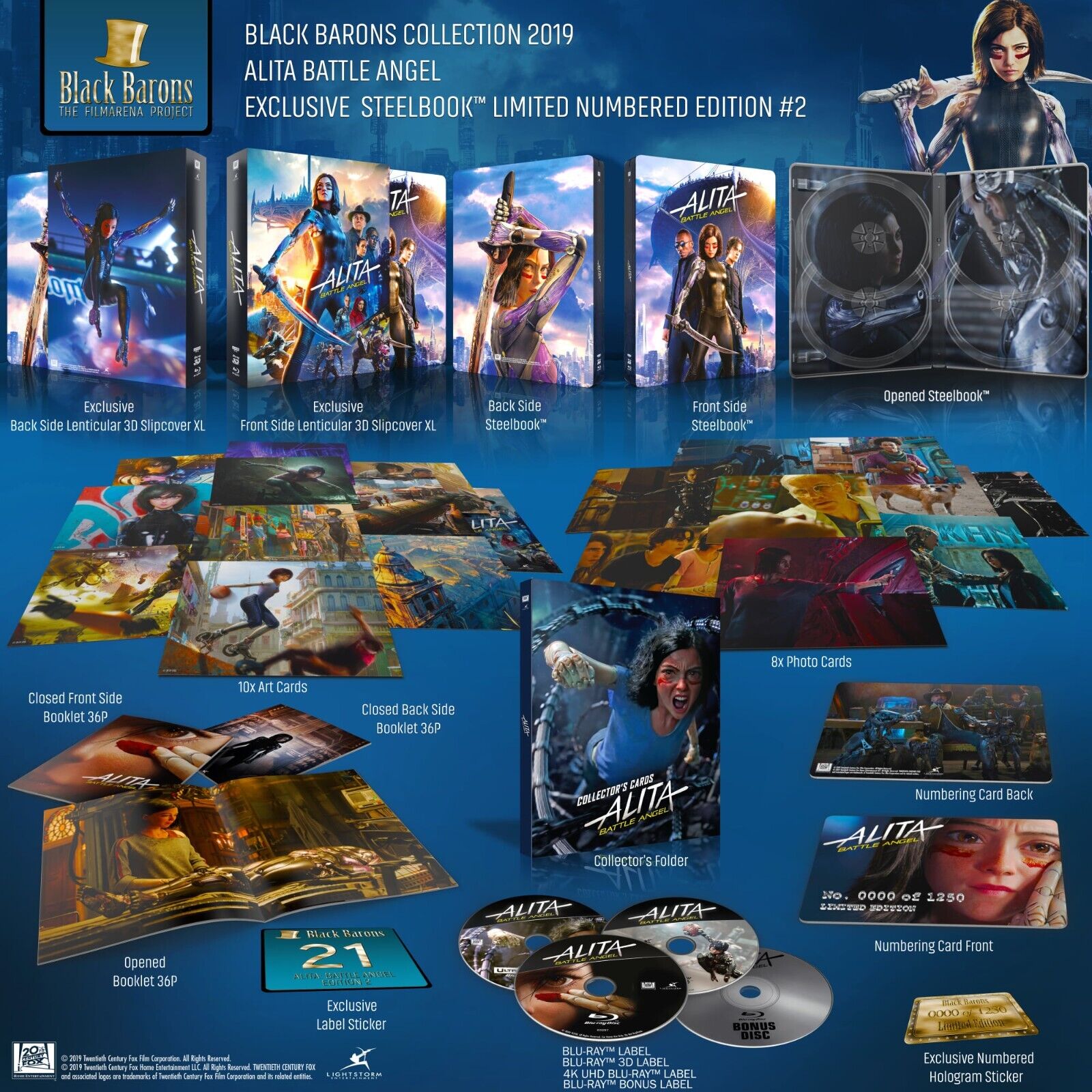 Coffret Steelbook Blu-ray 4K+2D+3D Alita : Battle Angel Black Barons #21
