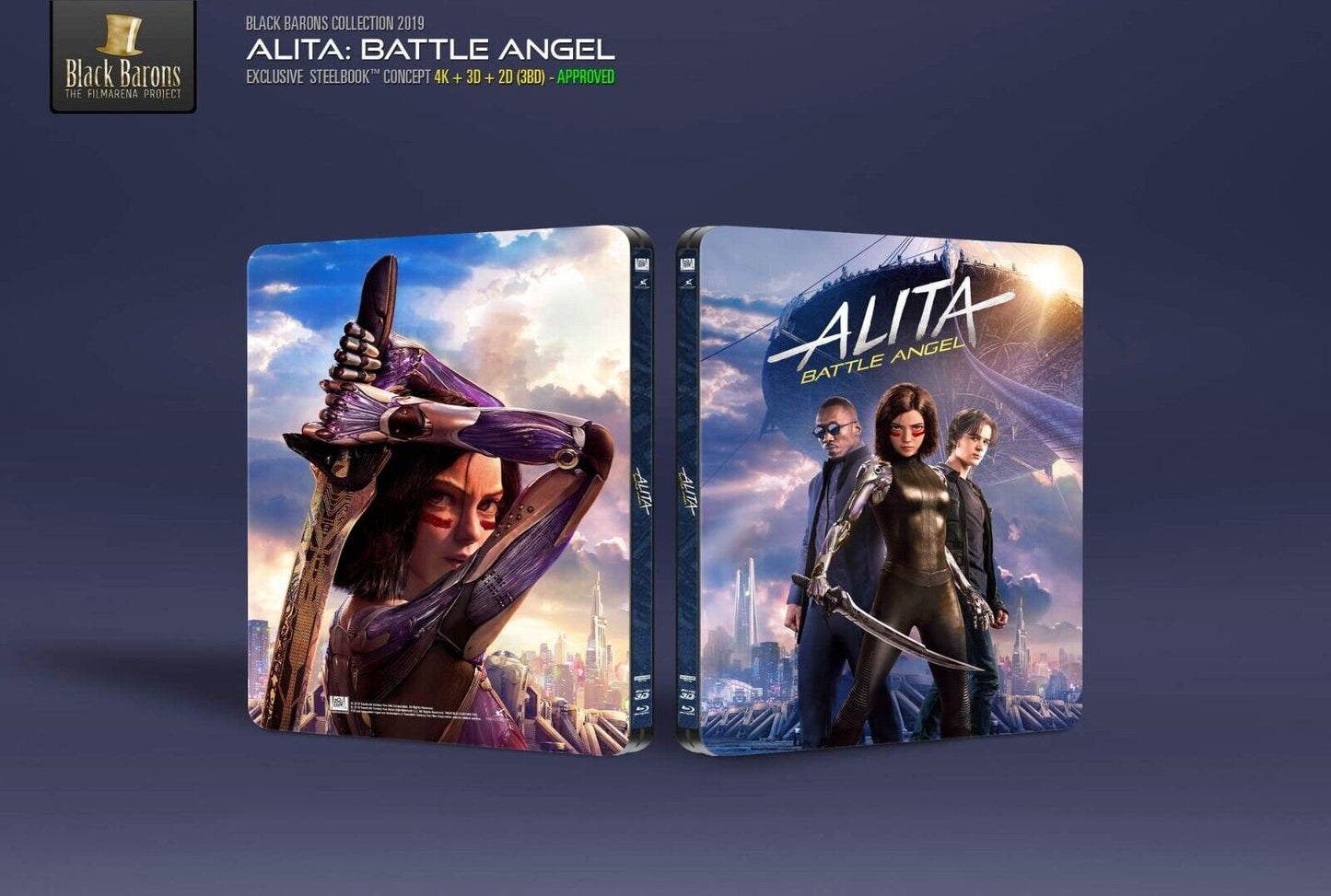 Alita: Battle Angel 4K+2D+3D Blu-ray Steelbook Set Black Barons #21 Box Set