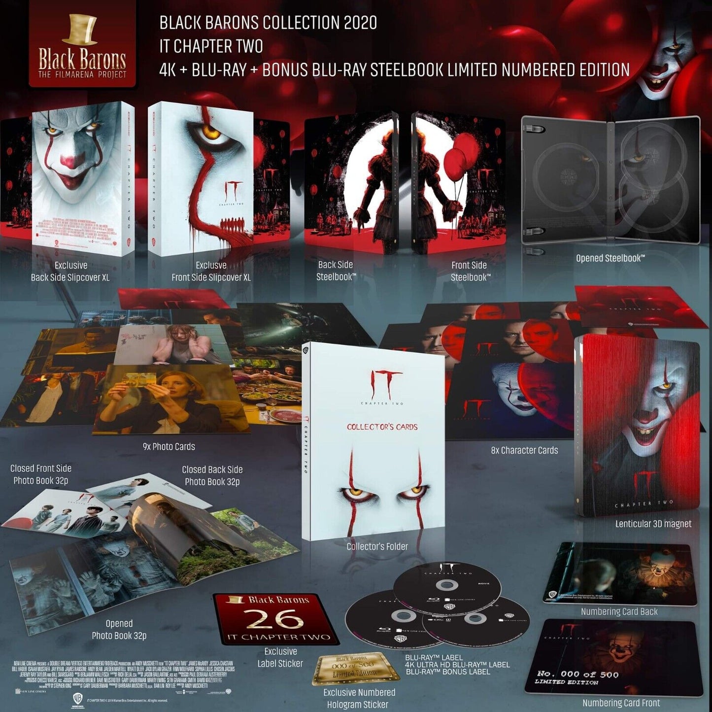 IT Chapter 2 4K+2D Blu-ray Steelbook Set Black Barons #26 Box Set