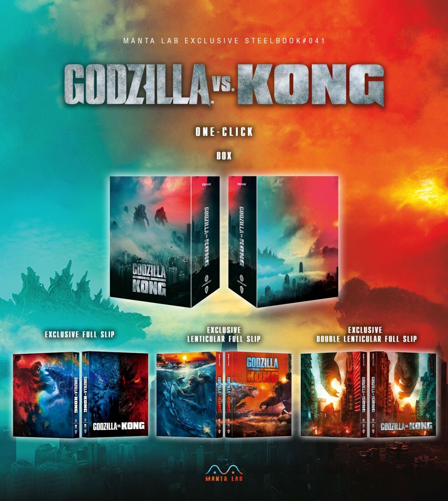 Coffret Steelbook 4K Blu-ray Godzilla V Kong, édition exclusive Manta Lab ME#41, disponible en un clic