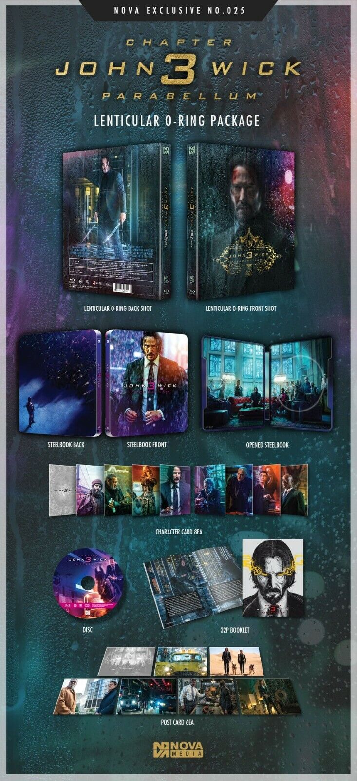 John Wick : Chapitre 3 Parabellum Blu-ray Steelbook Exclusivité Novamedia n° 25 Coffret One Click