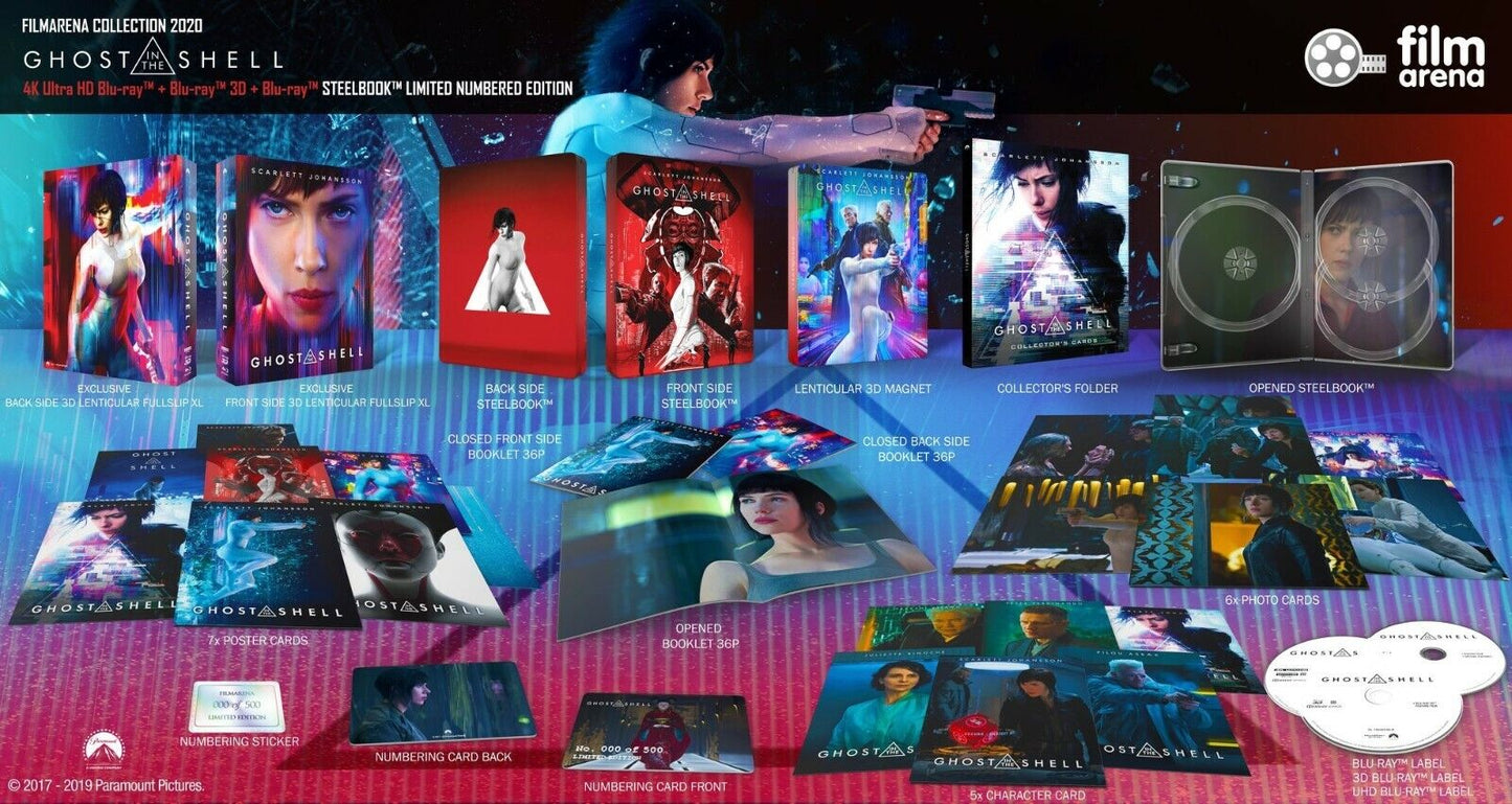 Ghost in the Shell 4K+3D Blu-ray Steelbook Filmarena Collection #127 Lenticular XL Full Slip