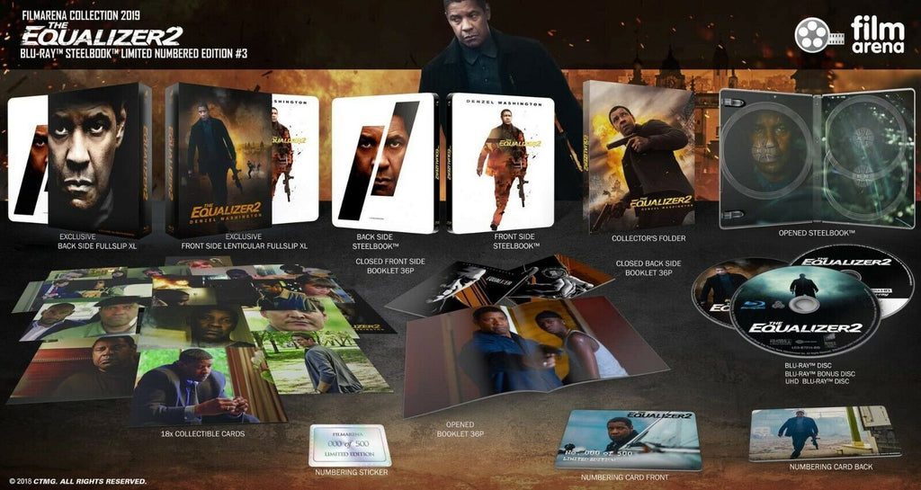 The Equalizer 2 Blu-ray Steelbook Collection Filmarena #111 E3 Lenticulaire XL Fourrure intégrale